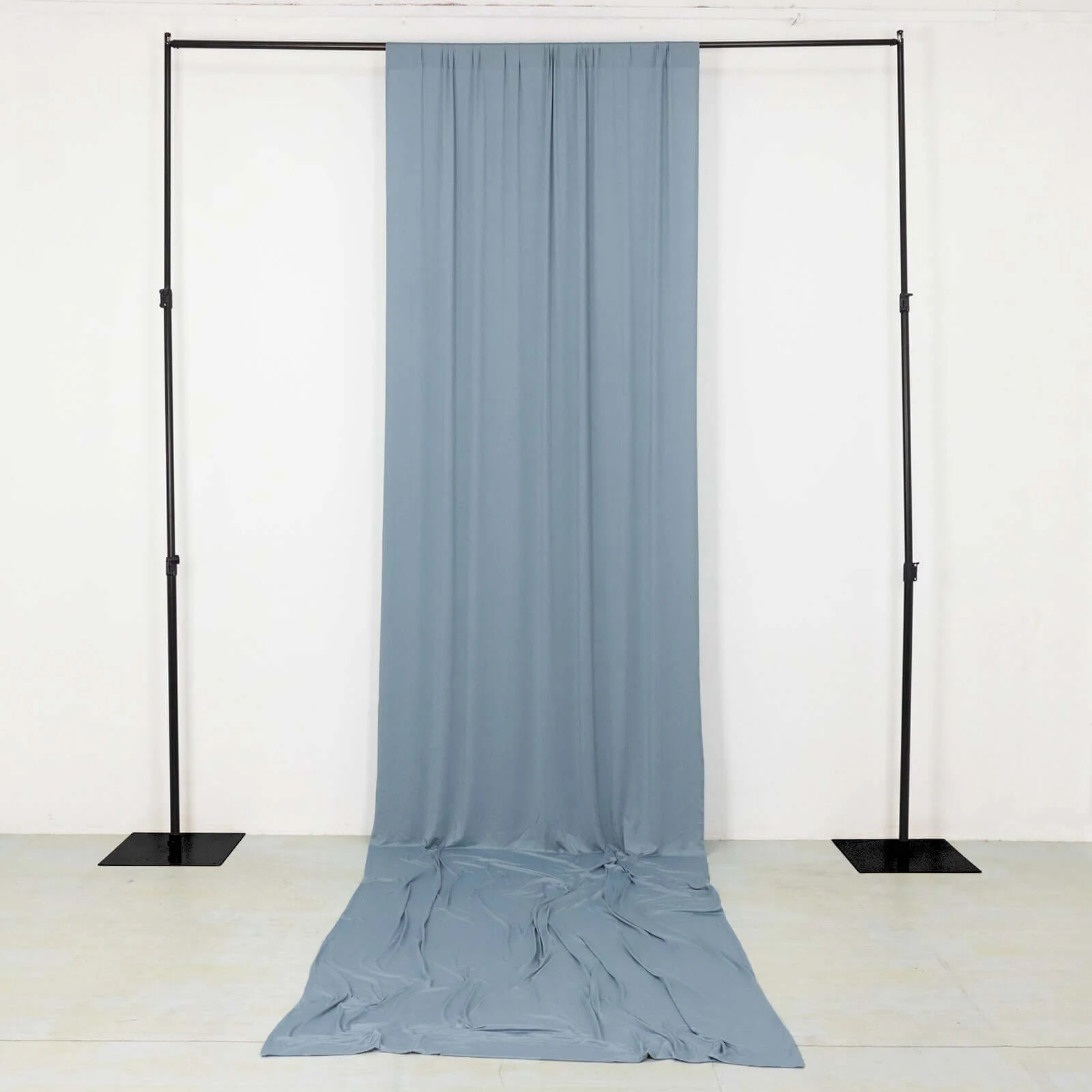 Dusty Blue 4-Way Stretch Spandex Backdrop Drape Curtain, Wrinkle Free Event Divider Panel with Rod Pockets - 5ftx16ft - Image 2