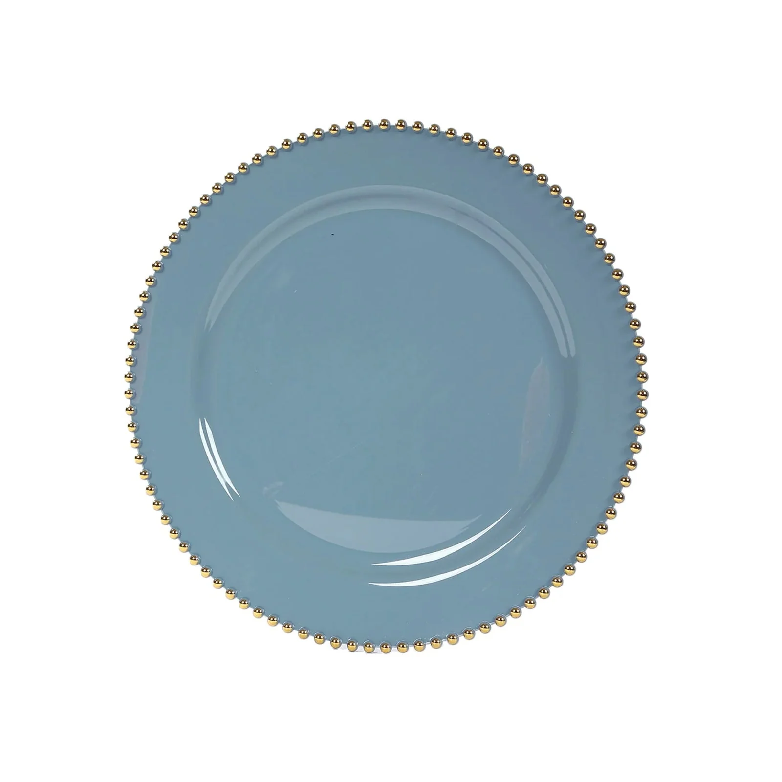 10-Pack Economy Plastic Charger Plates 13" Round Dusty Blue with Gold Beaded Rim - Stylish Dinner Party Serving Plates - Image 6