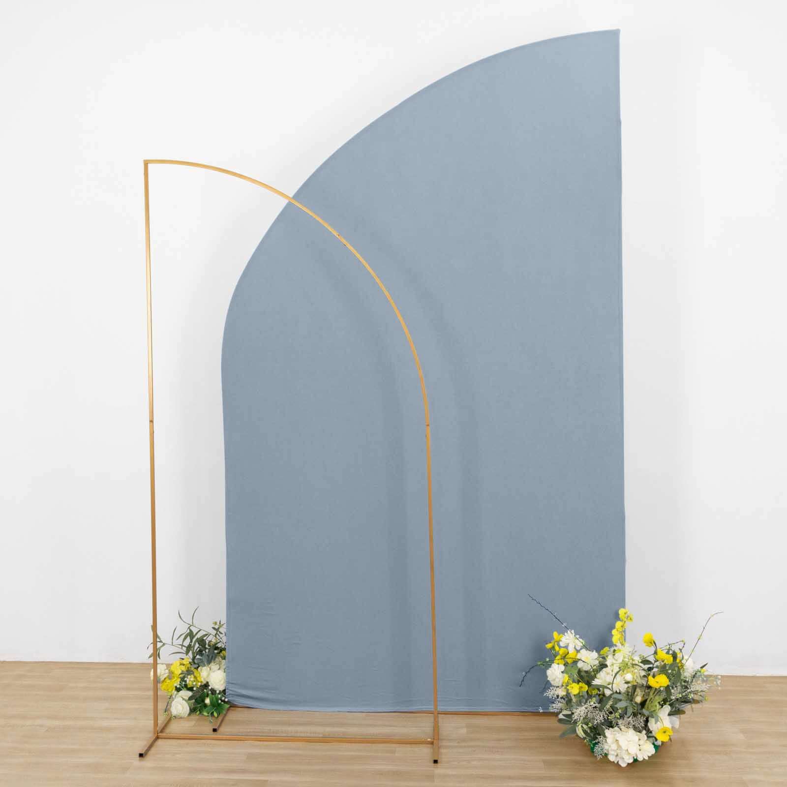 Dusty Blue Spandex Fitted Chiara Backdrop Stand Cover For Half Moon Top Wedding Arch - 8ft - Image 9