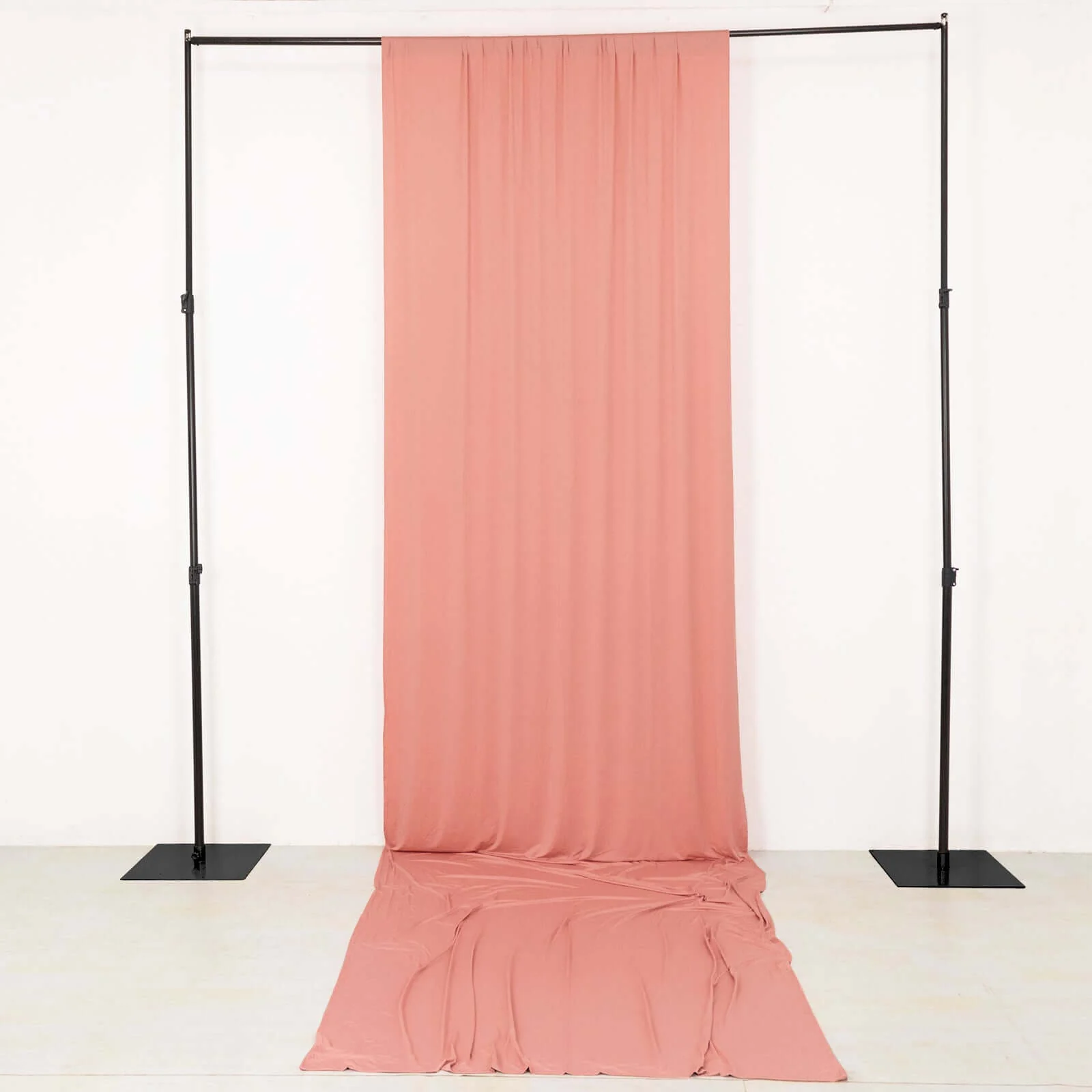 Dusty Rose 4-Way Stretch Spandex Backdrop Drape Curtain, Wrinkle Free Event Divider Panel with Rod Pockets - 5ftx16ft - Image 2