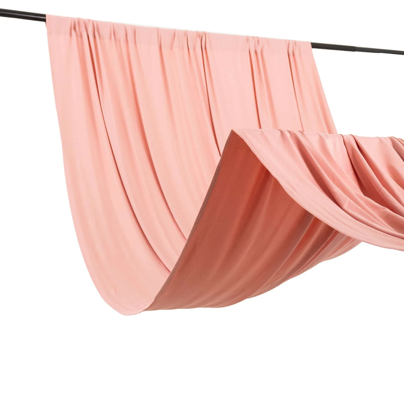 Dusty Rose 4-Way Stretch Spandex Backdrop Drape Curtain, Wrinkle Free Event Divider Panel with Rod Pockets - 5ftx16ft - Image 3