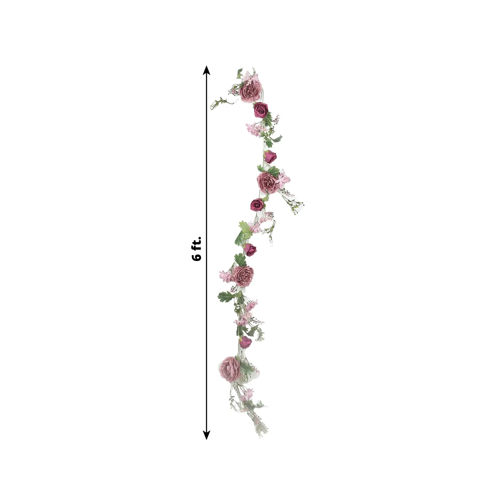 Dusty Rose Artificial Rose Peony Flower Garland, Mixed Floral Greenery Garland Silk Hanging Vines - 6ft - Image 3