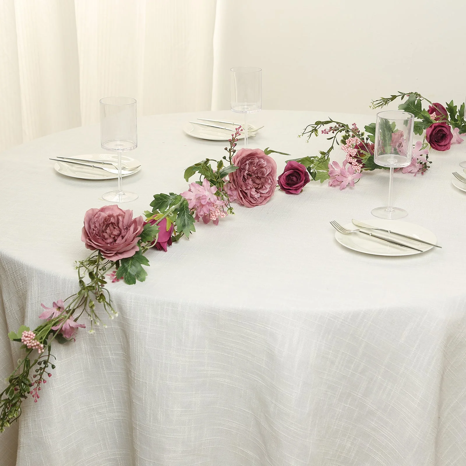 Dusty Rose Artificial Rose Peony Flower Garland, Mixed Floral Greenery Garland Silk Hanging Vines - 6ft - Image 6