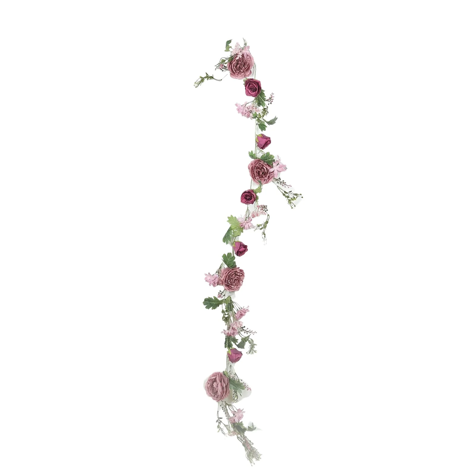 Dusty Rose Artificial Rose Peony Flower Garland, Mixed Floral Greenery Garland Silk Hanging Vines - 6ft - Image 7