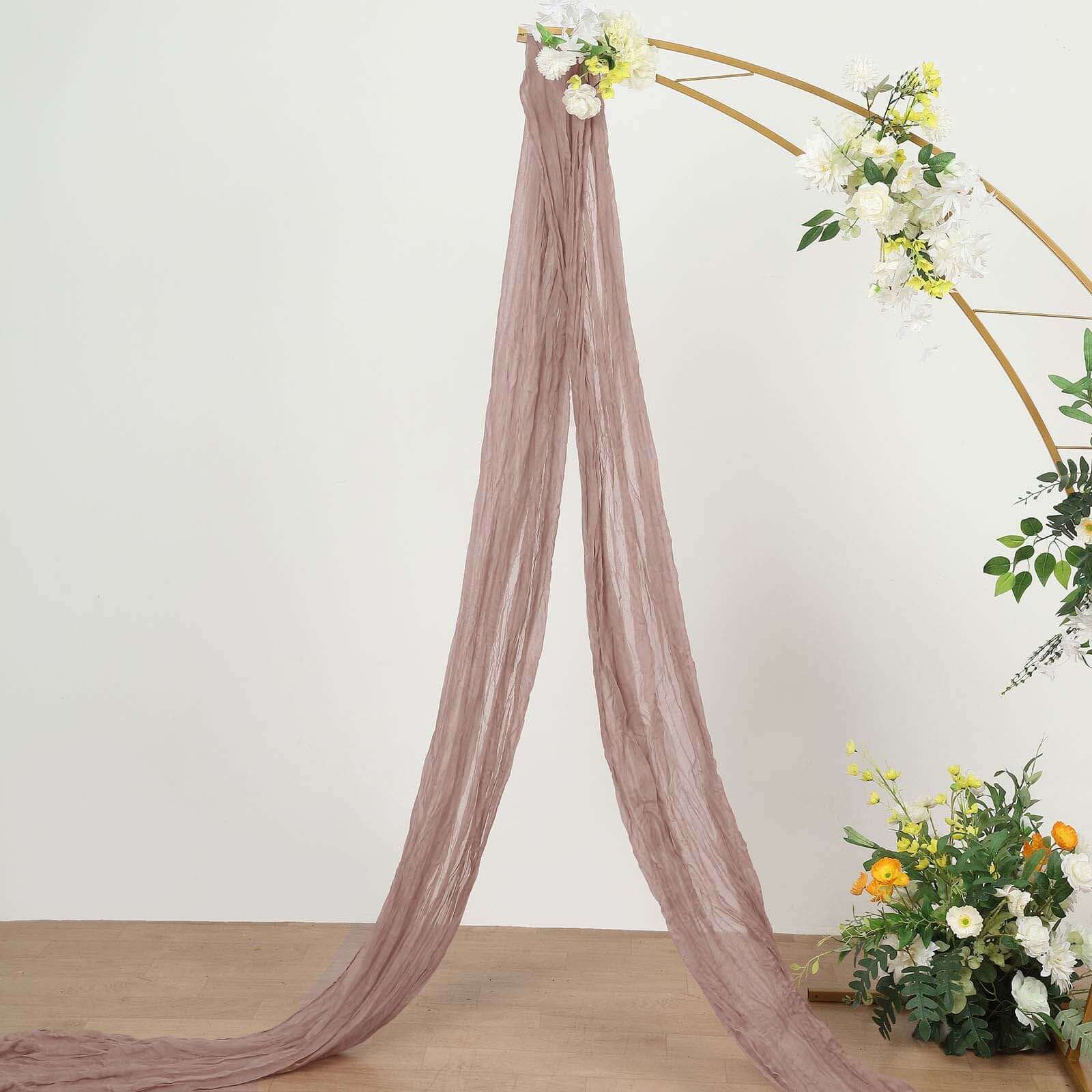 Dusty Rose Gauze Cheesecloth Draping Fabric Wedding Arch Decorations, Window Scarf Valance Drapes, Boho Arbor Long Curtain Panel 20ft - Image 2
