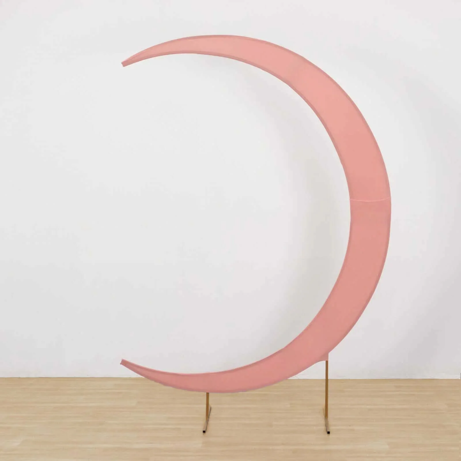 Dusty Rose Spandex Crescent Moon Chiara Backdrop Stand Cover, Custom Fitted Wedding Arch Cover - 7.5ft - Image 2