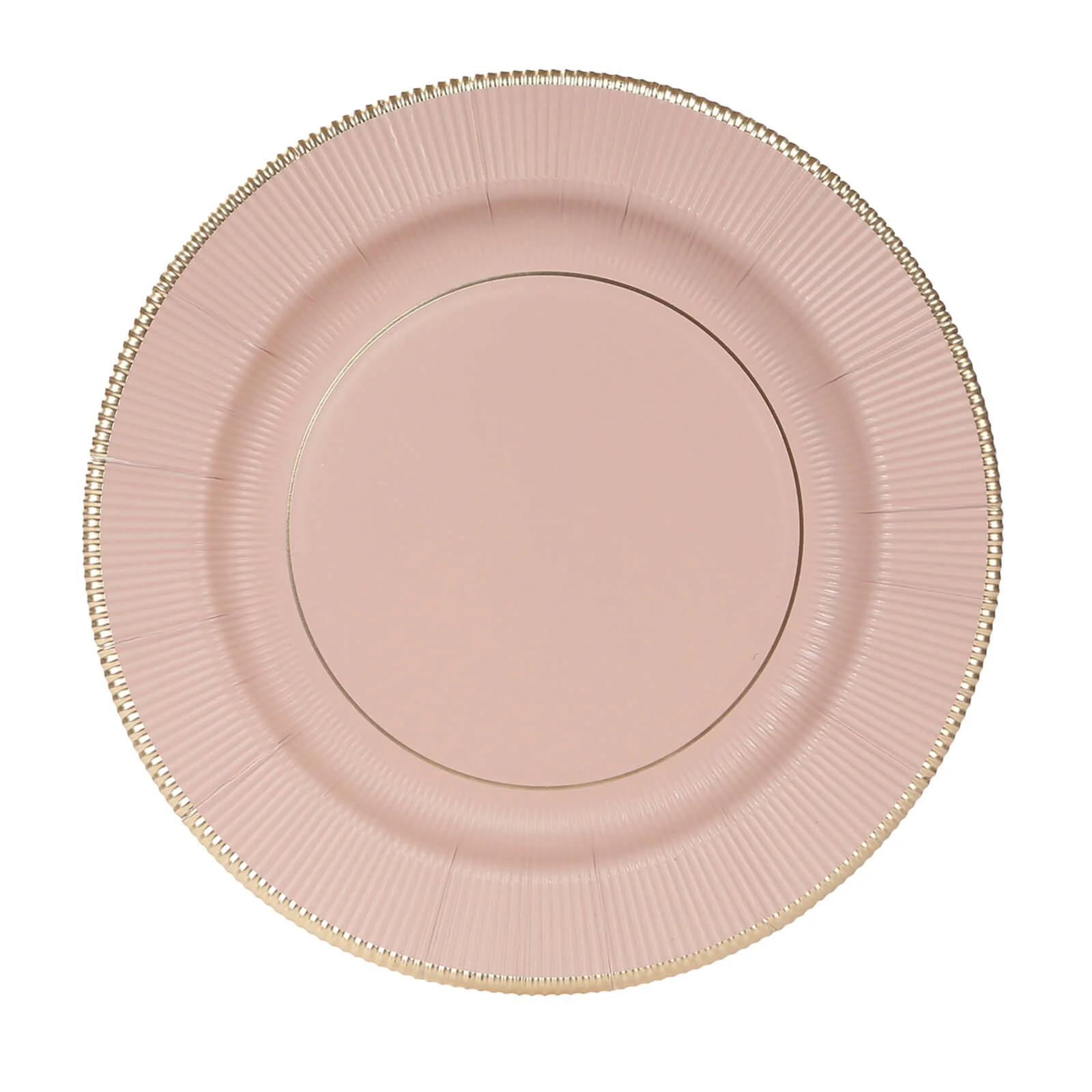 25-Pack Paper Round Dinner Plates 10" Dusty Rose Sunray Design with Gold Rim - 350GSM Heavy Duty Disposable Party Plates - Image 6
