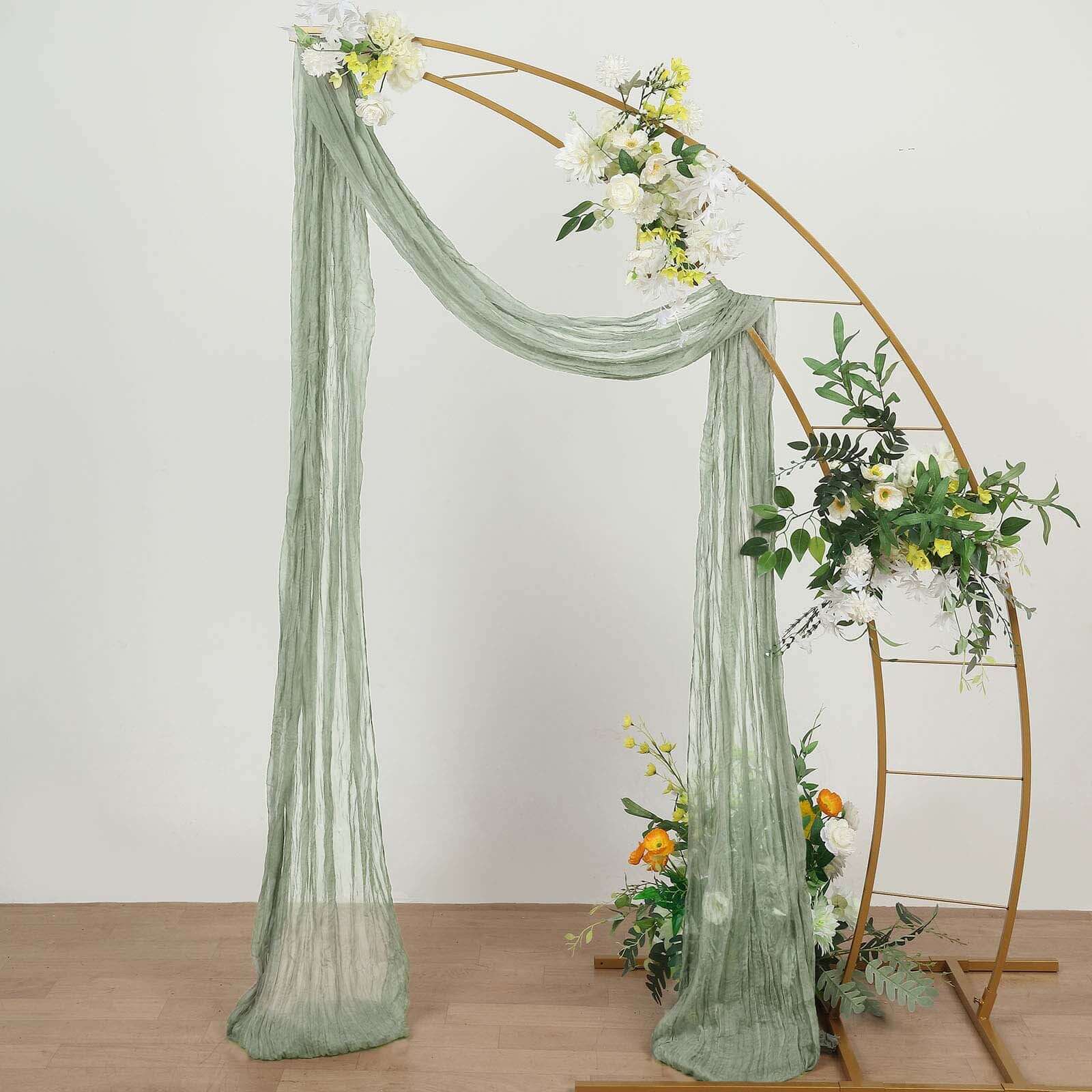 Dusty Sage Green Gauze Cheesecloth Draping Fabric Wedding Arch Decorations, Window Scarf Valance Drapes, Boho Arbor Long Curtain Panel 20ft - Image 3
