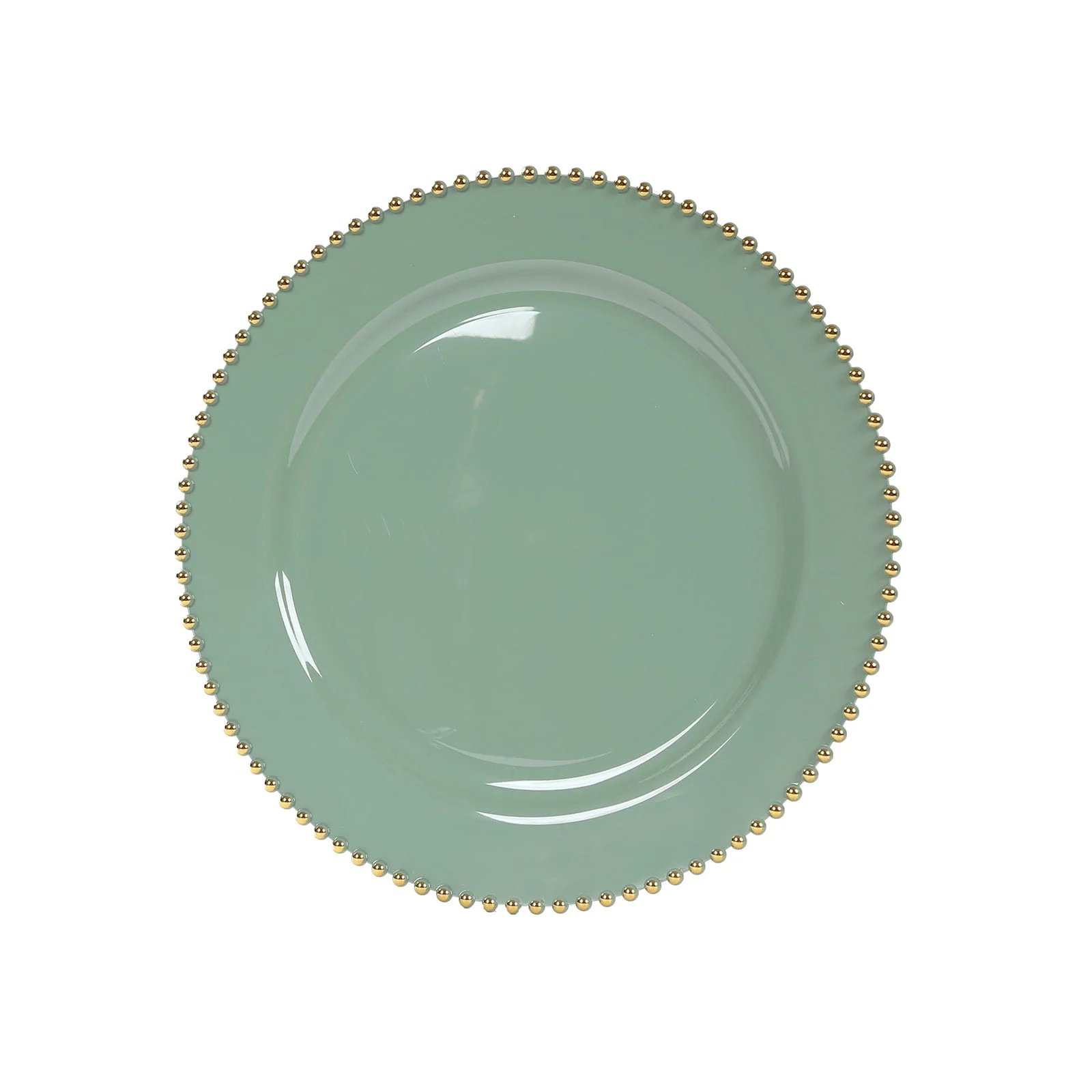 10-Pack Economy Plastic Charger Plates 13" Round Dusty Sage Green with Gold Beaded Rim - Stylish Dinner Party Serving Plates - Image 6