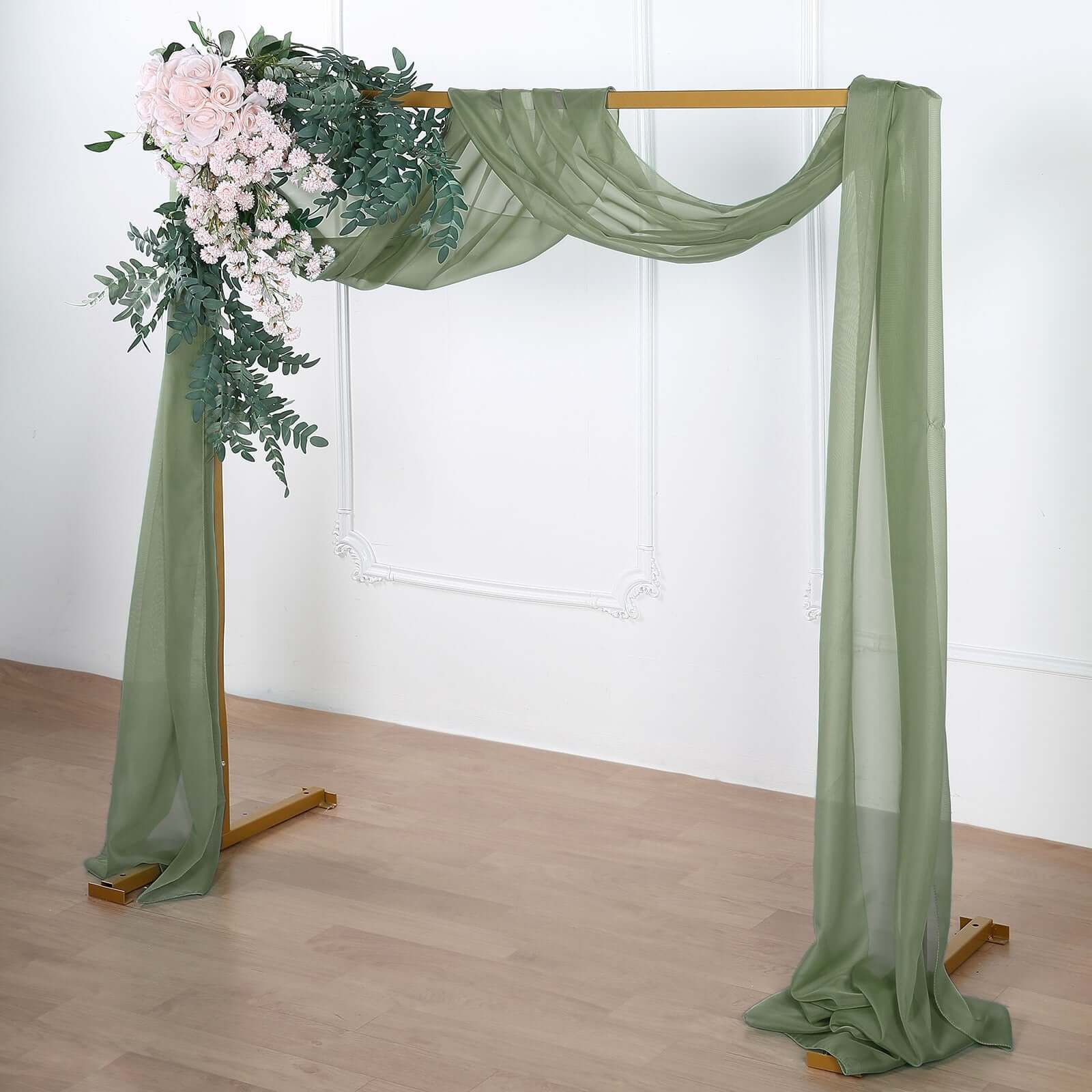 Dusty Sage Green Sheer Organza Wedding Arch Draping Fabric, Long Curtain Backdrop Window Scarf Valance 18ft - Image 3