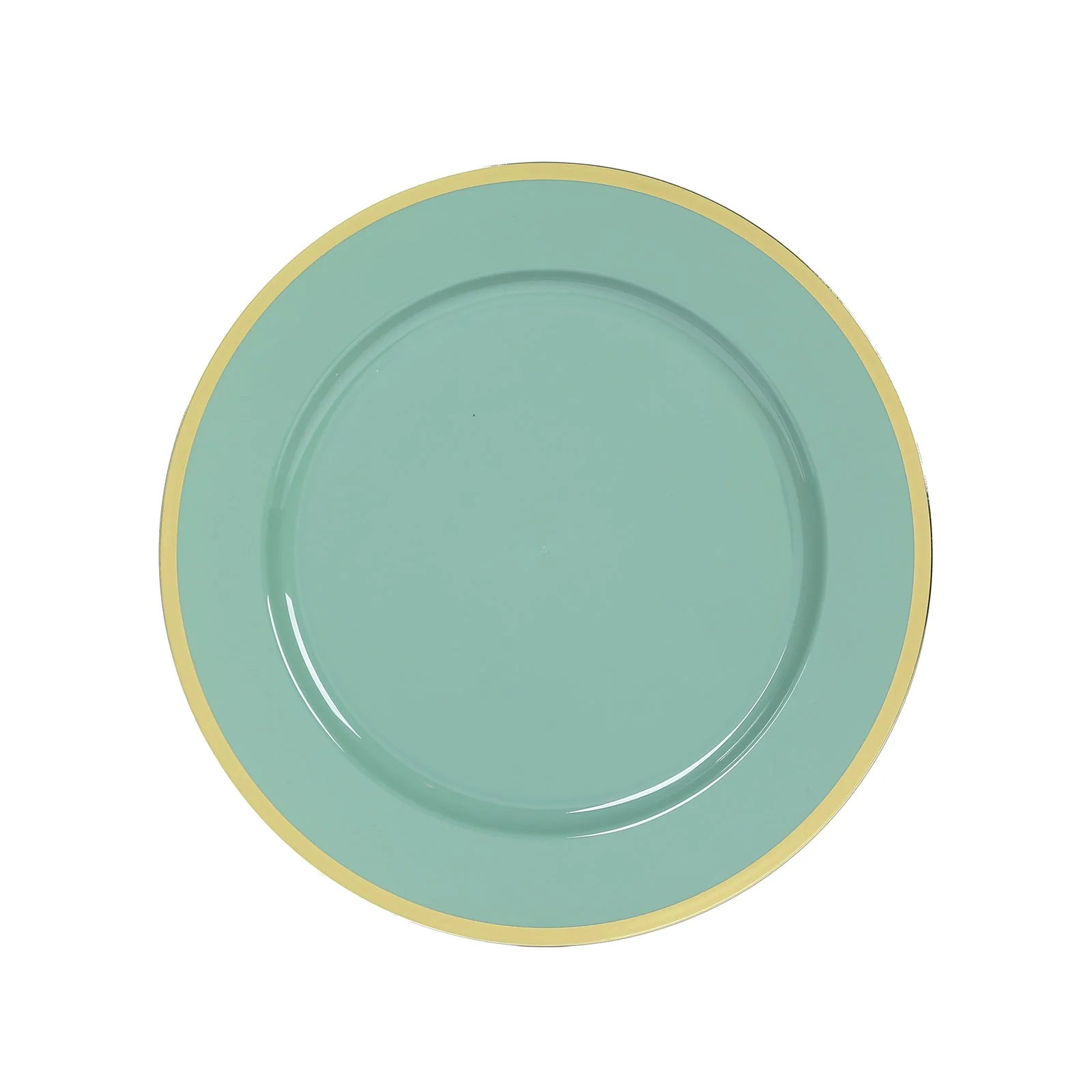 10-Pack Economy Plastic Charger Plates 12" Round Dusty Sage Green with Wide Gold Rim - Dinner Party Serving Plates - Image 5