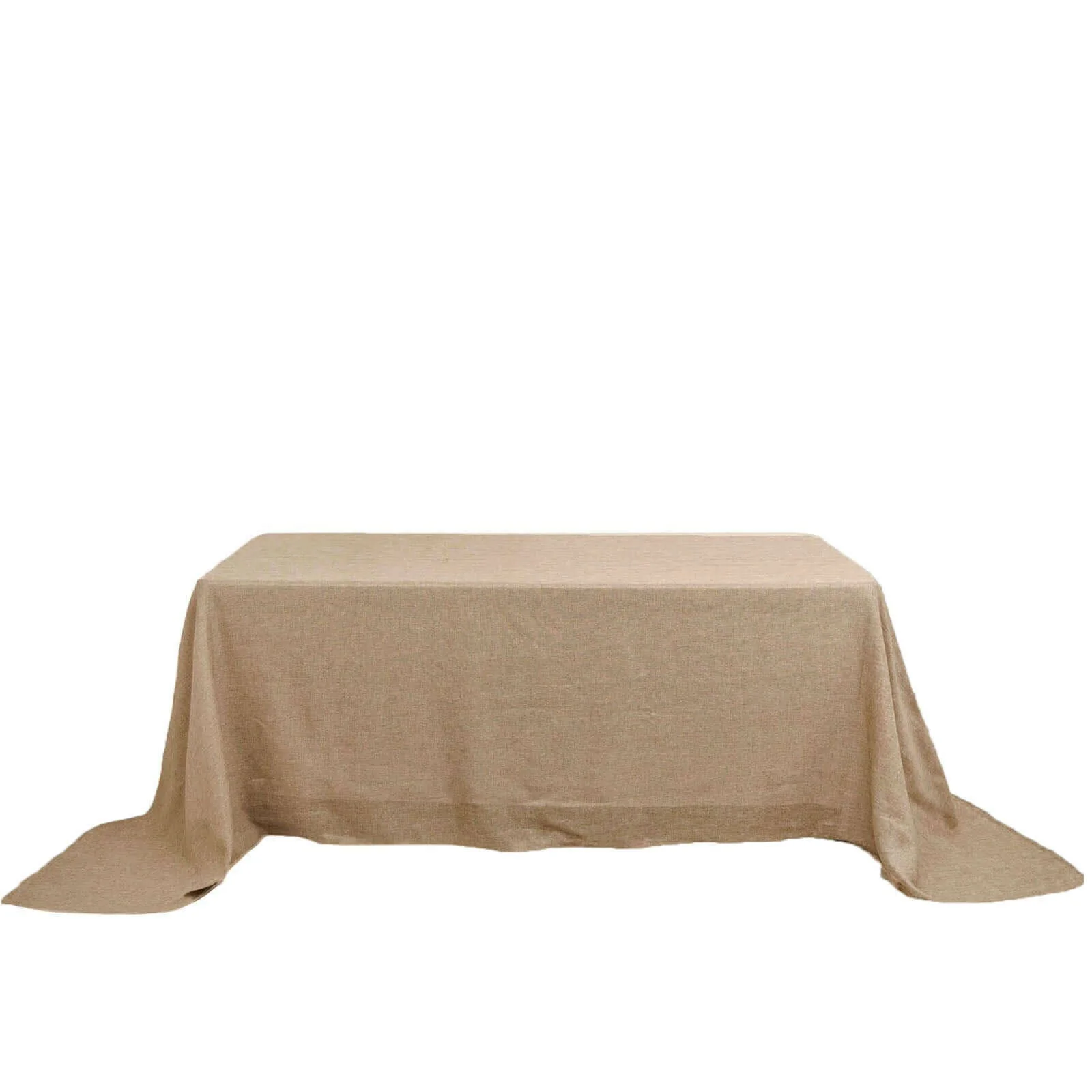 Faux Burlap Jute Rectangle Tablecloth 90"x132" Natural - Rustic Seamless Table Linen for Events - Image 6