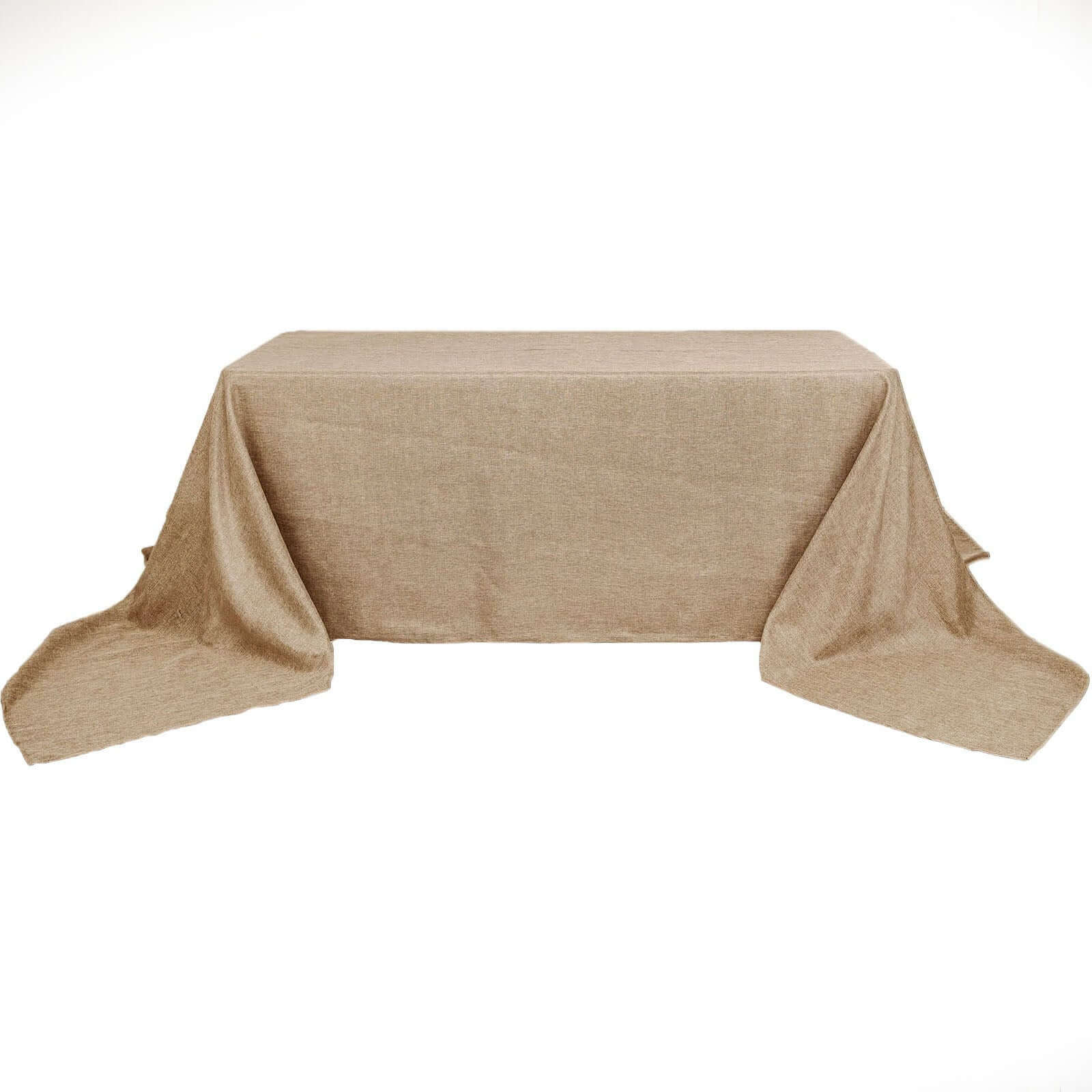 Faux Burlap Jute Rectangle Tablecloth 90"x156" Natural - Rustic Seamless Table Linen for Events - Image 6