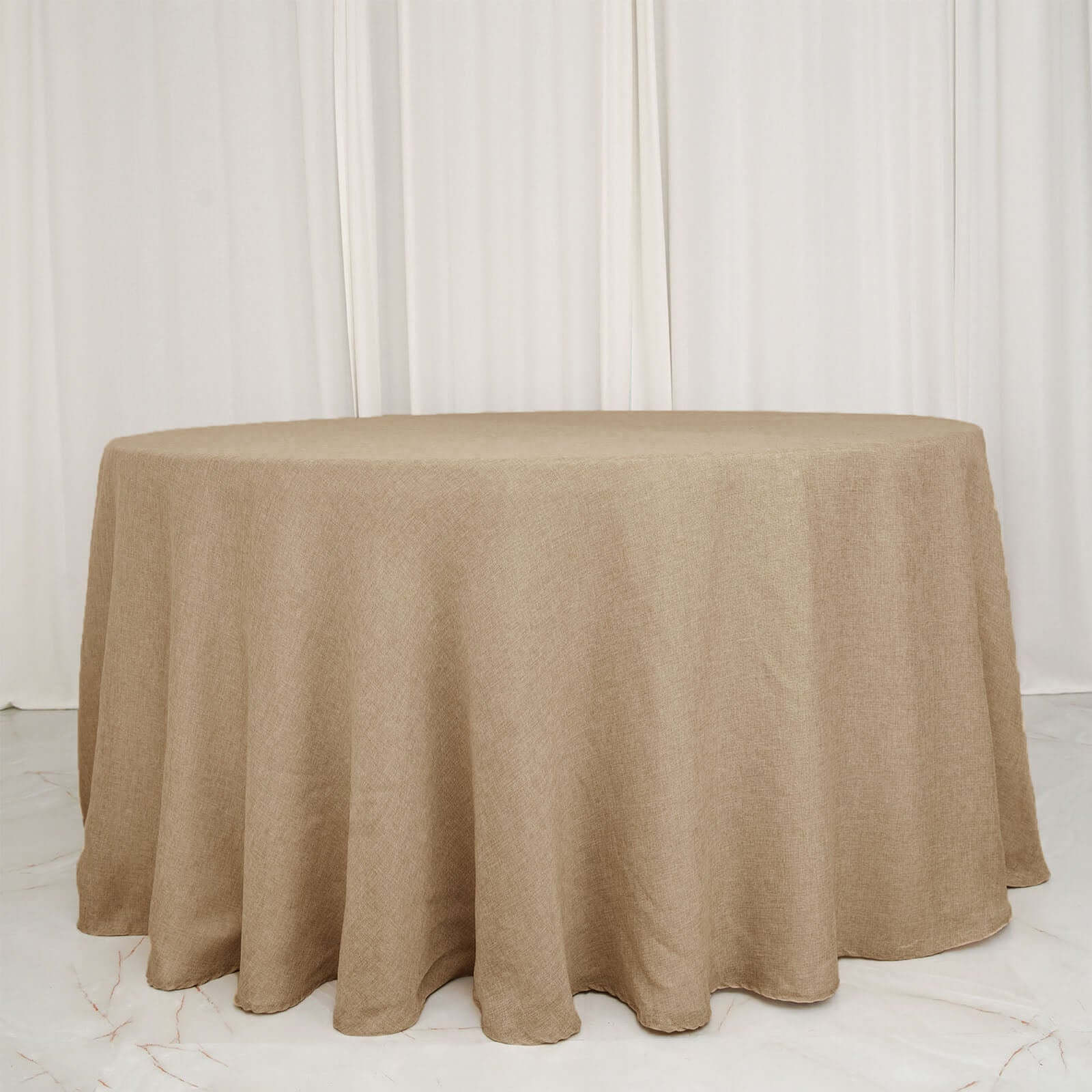 Faux Burlap Jute Round Tablecloth 108" Natural - Rustic Table Linen for Events