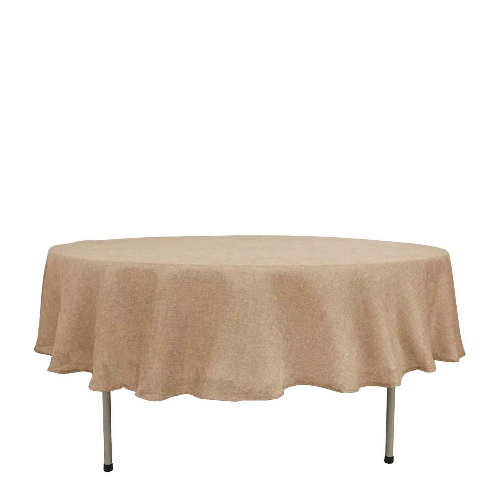 Faux Burlap Jute Round Tablecloth 90" Natural - Rustic Table Linen for Events - Image 7