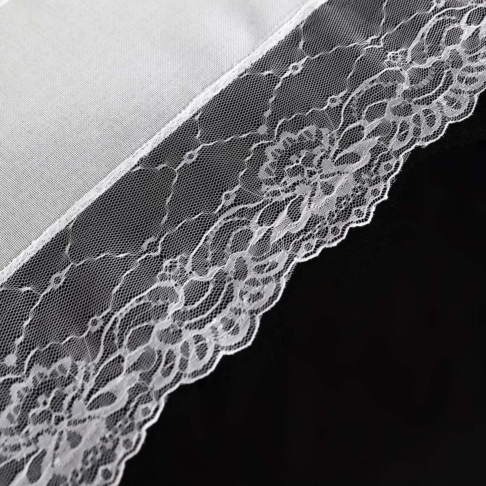 Faux Burlap Jute Table Runner 16"x108" White With Lace Edging - Rustic Farmhouse Tabletop Decor - Image 8