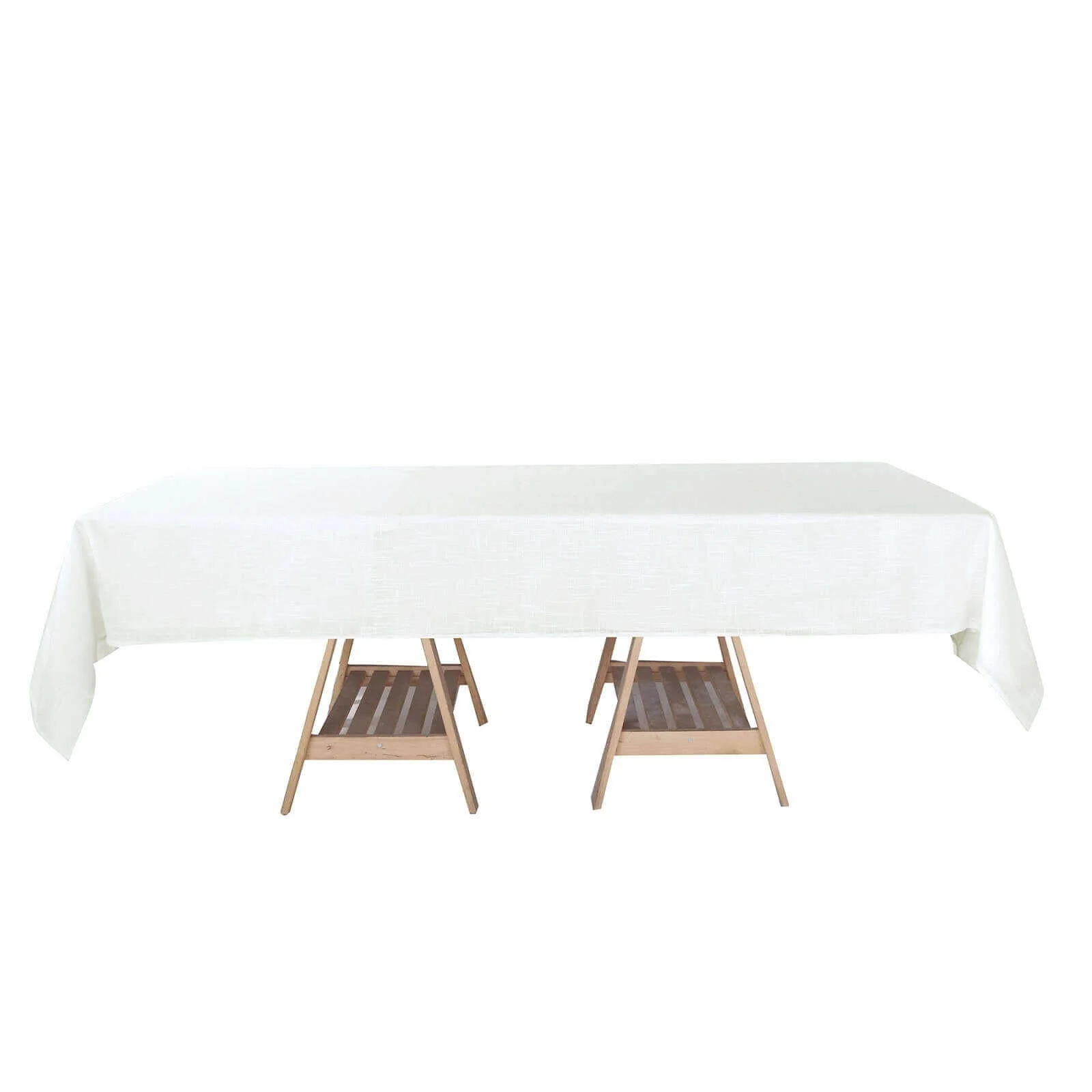 Faux Linen Rectangular Tablecloth 60"x102" White - Slubby Textured & Wrinkle Resistant Table Cover for Stylish Event Settings - Image 6