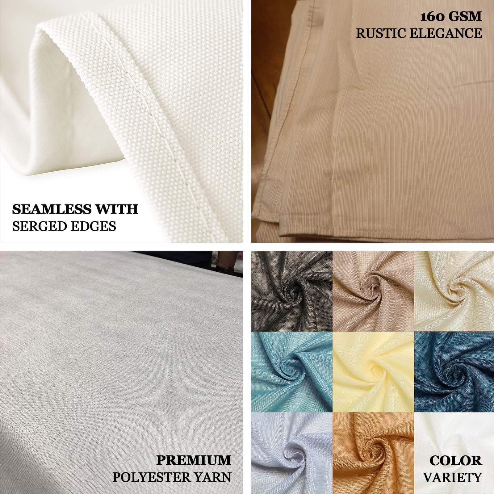 Faux Linen Rectangular Tablecloth 90"x132" Blush with Slubby Textured - Wrinkle Resistant & Seamless Table Cover - Image 4