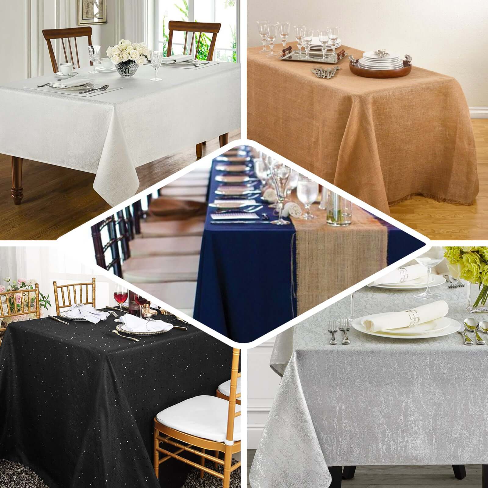 Faux Linen Rectangular Tablecloth 90"x132" Blush with Slubby Textured - Wrinkle Resistant & Seamless Table Cover - Image 5