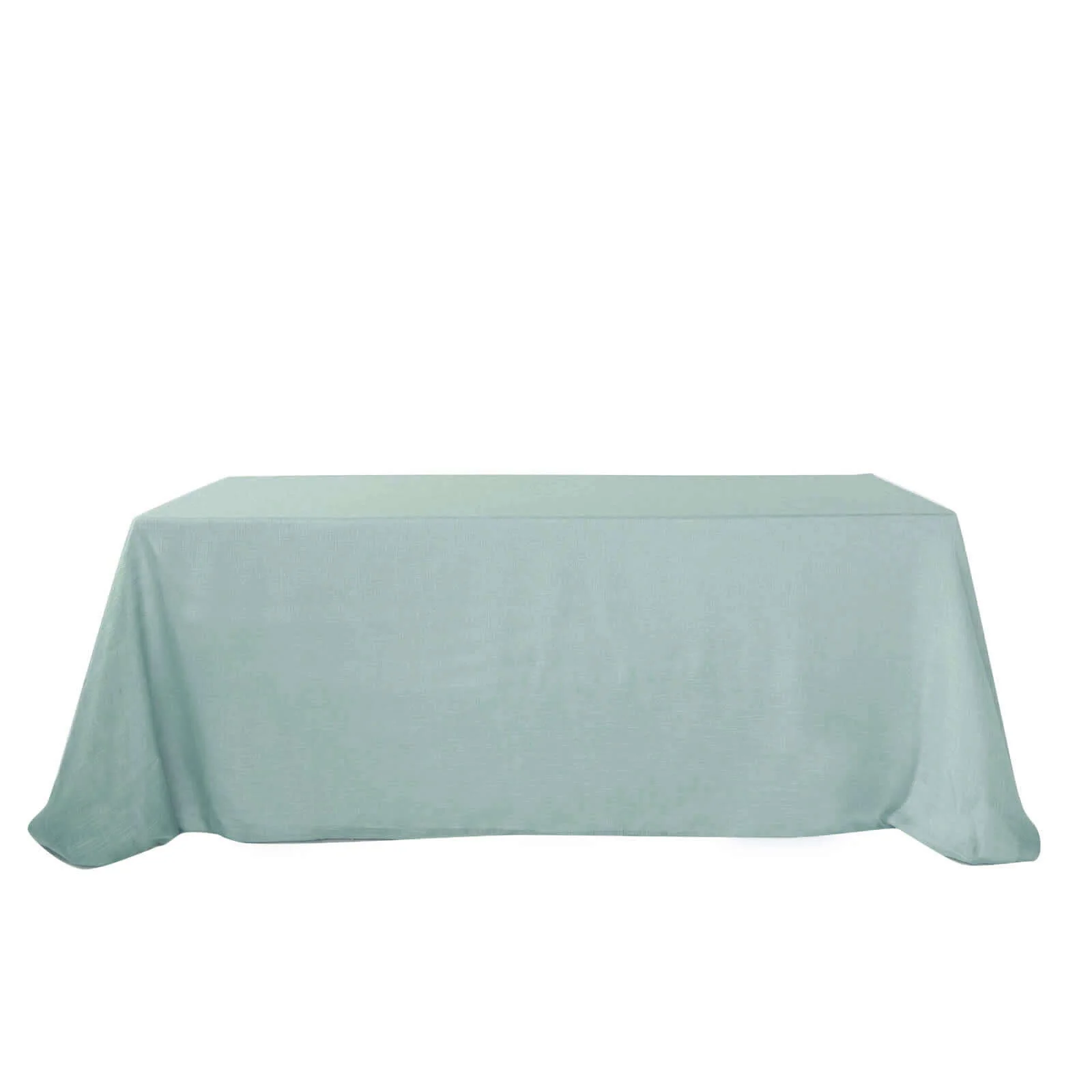 Faux Linen Rectangular Tablecloth 90"x132" Dusty Blue with Slubby Textured - Wrinkle Resistant & Seamless Table Cover - Image 7