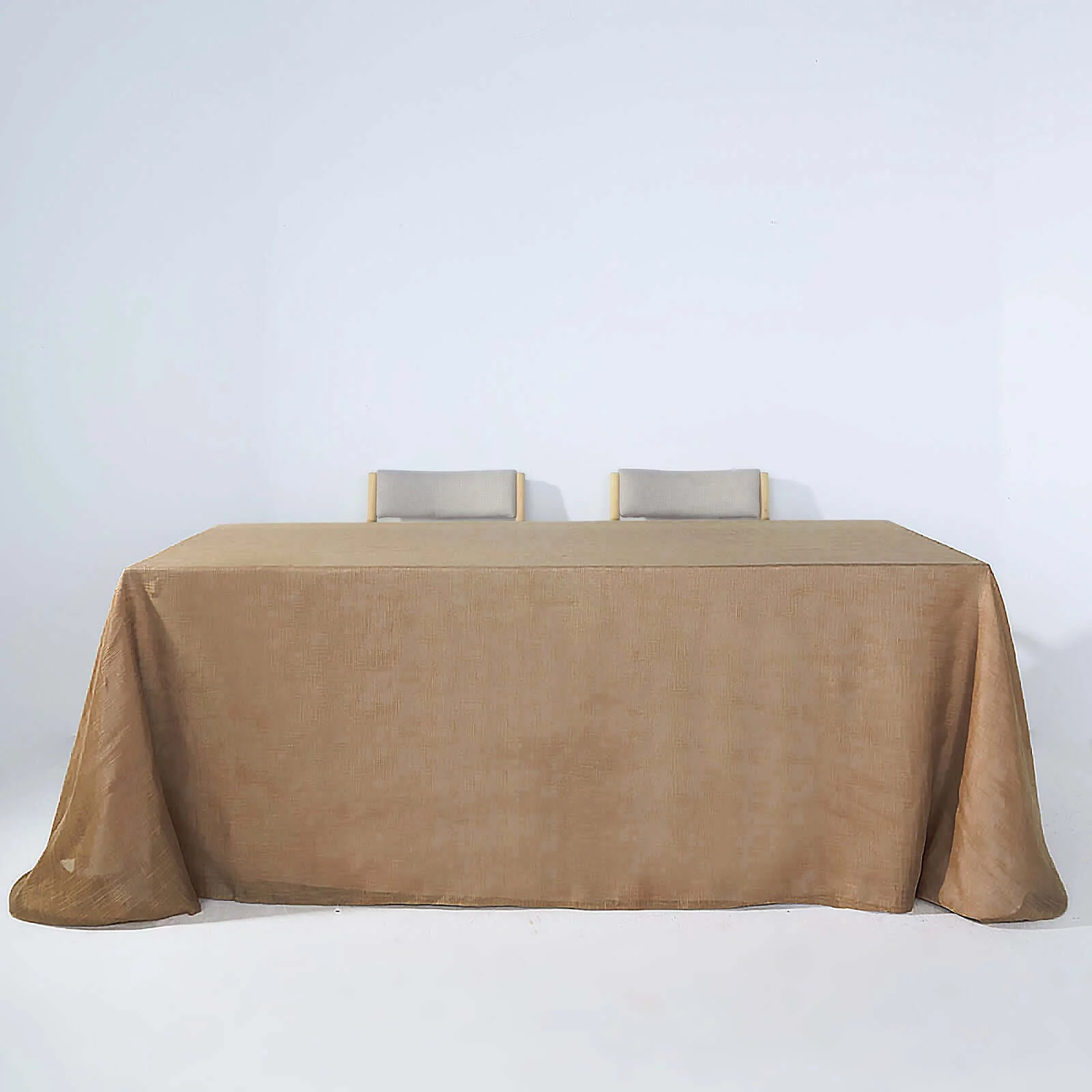 Faux Linen Rectangular Tablecloth 90"x132" Natural with Slubby Textured - Wrinkle Resistant & Seamless Table Cover - Image 2
