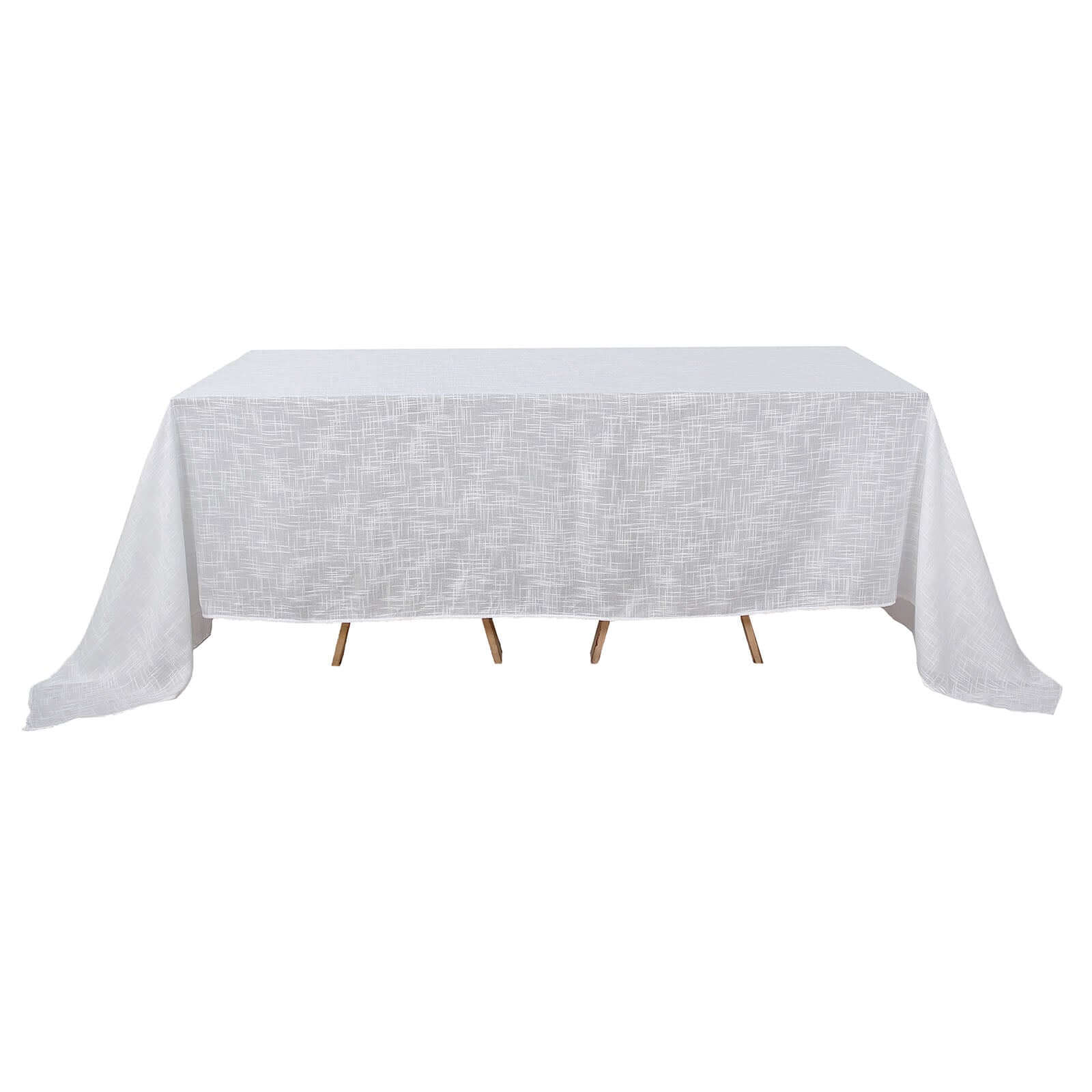 Faux Linen Rectangular Tablecloth 90"x156" White with Slubby Textured - Wrinkle Resistant & Seamless Table Cover for Boho Chic Events - Image 7