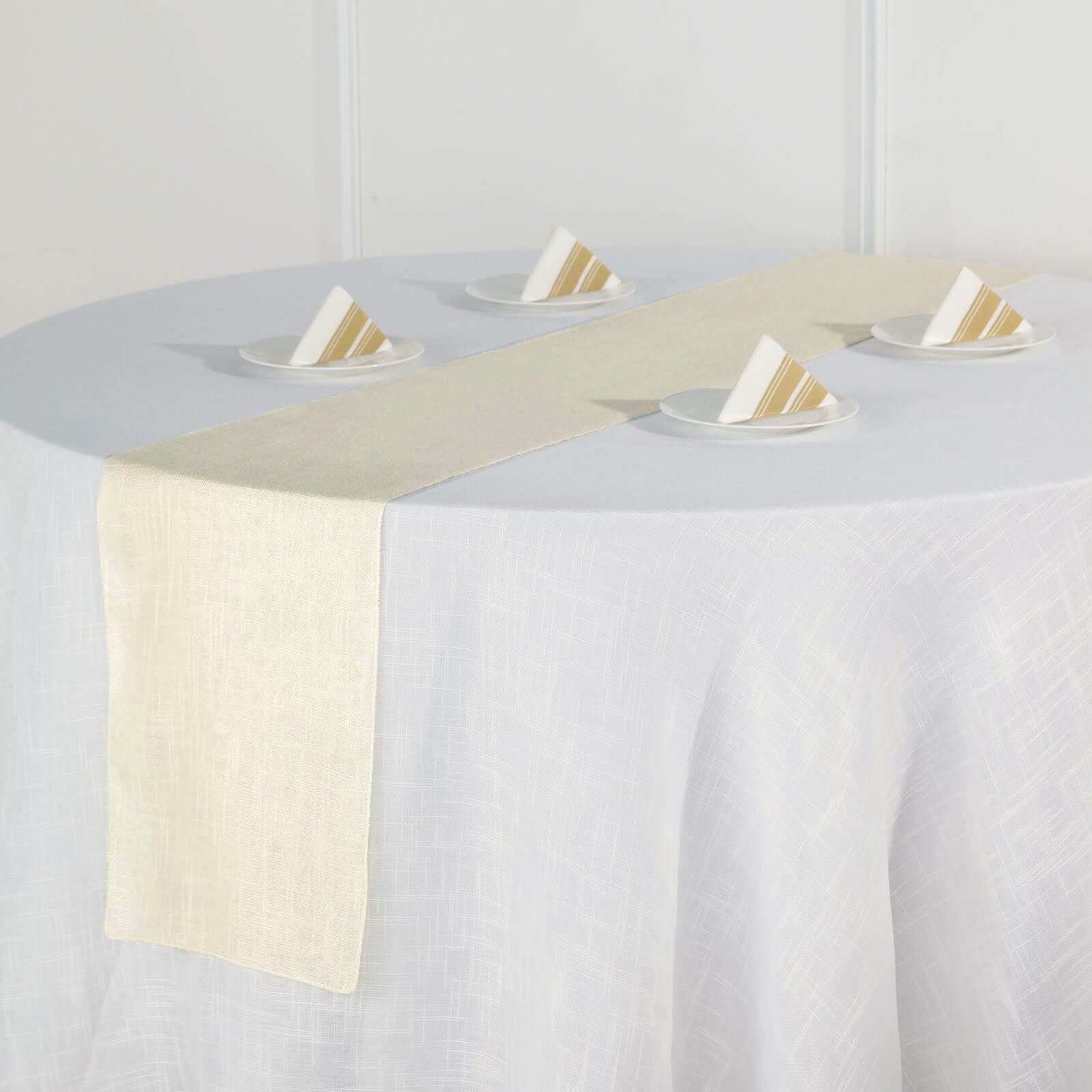 Faux Linen Table Runner 12"x108" Ivory - Slubby Textured Table Decor - Image 8