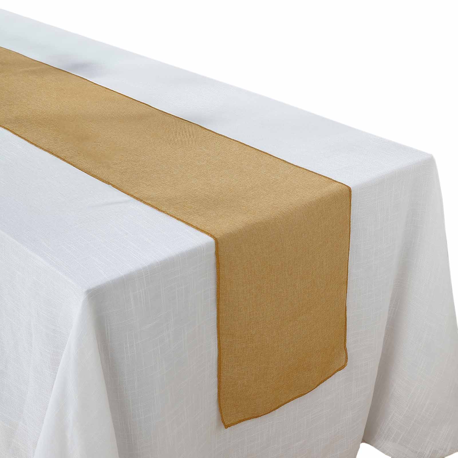 Faux Linen Table Runner 14"x108" Gold - Rustic Farmhouse Tabletop Decor - Image 7