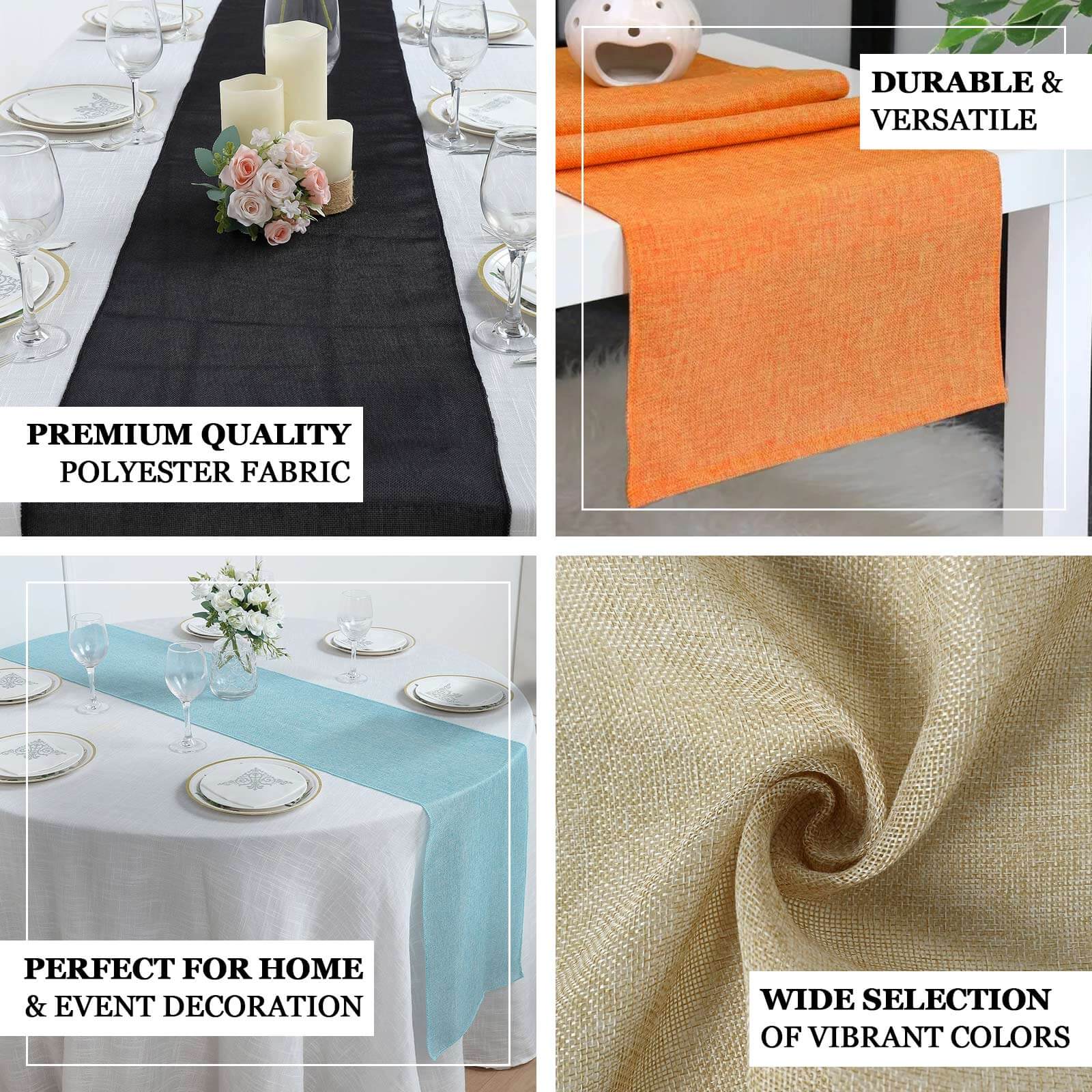 Faux Linen Table Runner 14"x108" Natural - Boho Chic Rustic Table Decor - Image 3