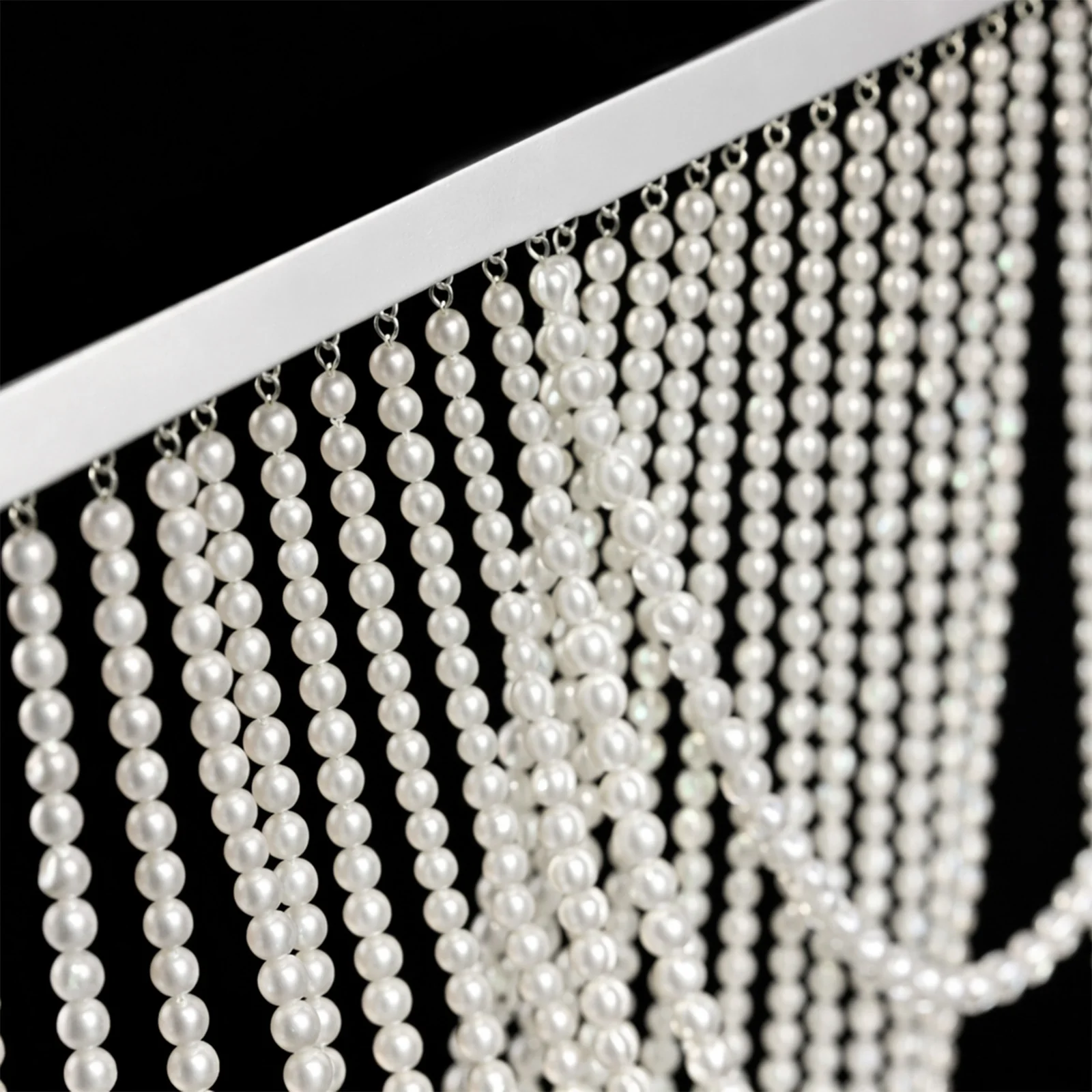 White Faux Pearl Beaded Curtain – Triple Swag Valance Backdrop for Doorway, Arch or Wall Décor, 6.5ft x 6.5ft - Image 6