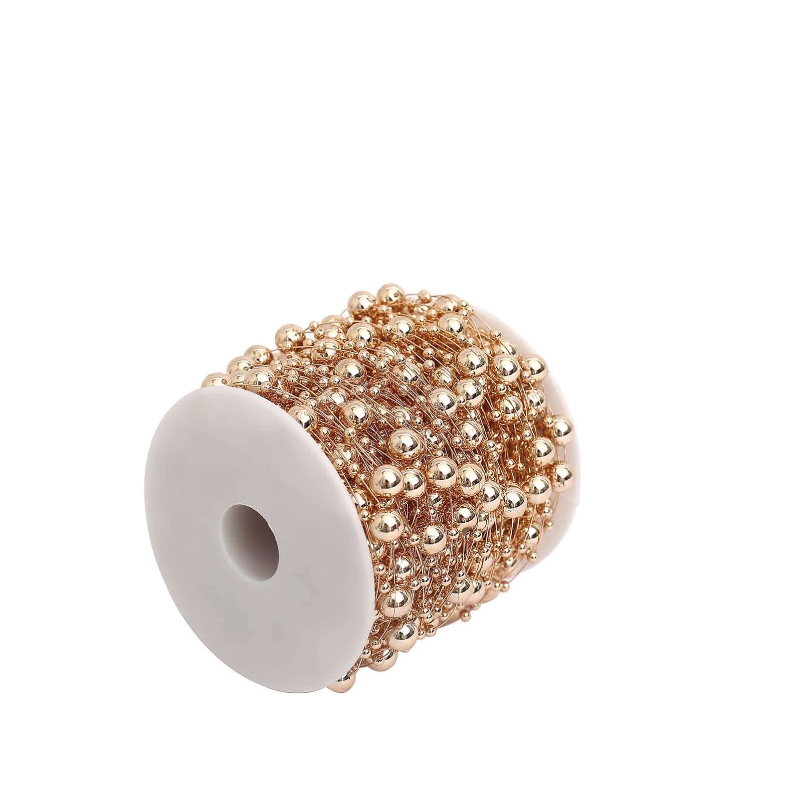 Faux Pearl String Beads Vase Filler, Rose Gold DIY Craft Fishing Line Pearl Chains 100ft - Image 13