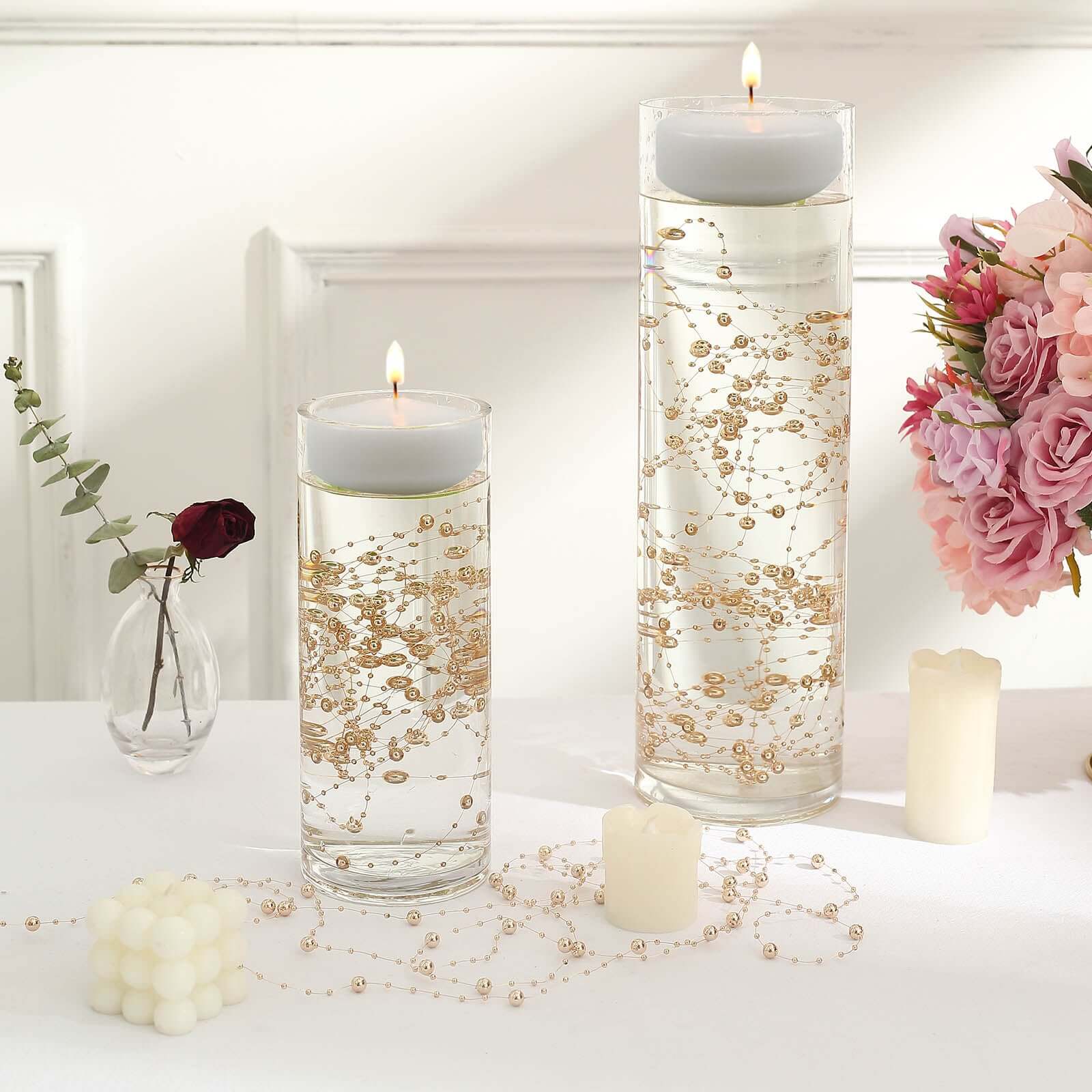 Faux Pearl String Beads Vase Filler, Rose Gold DIY Craft Fishing Line Pearl Chains 100ft - Image 6