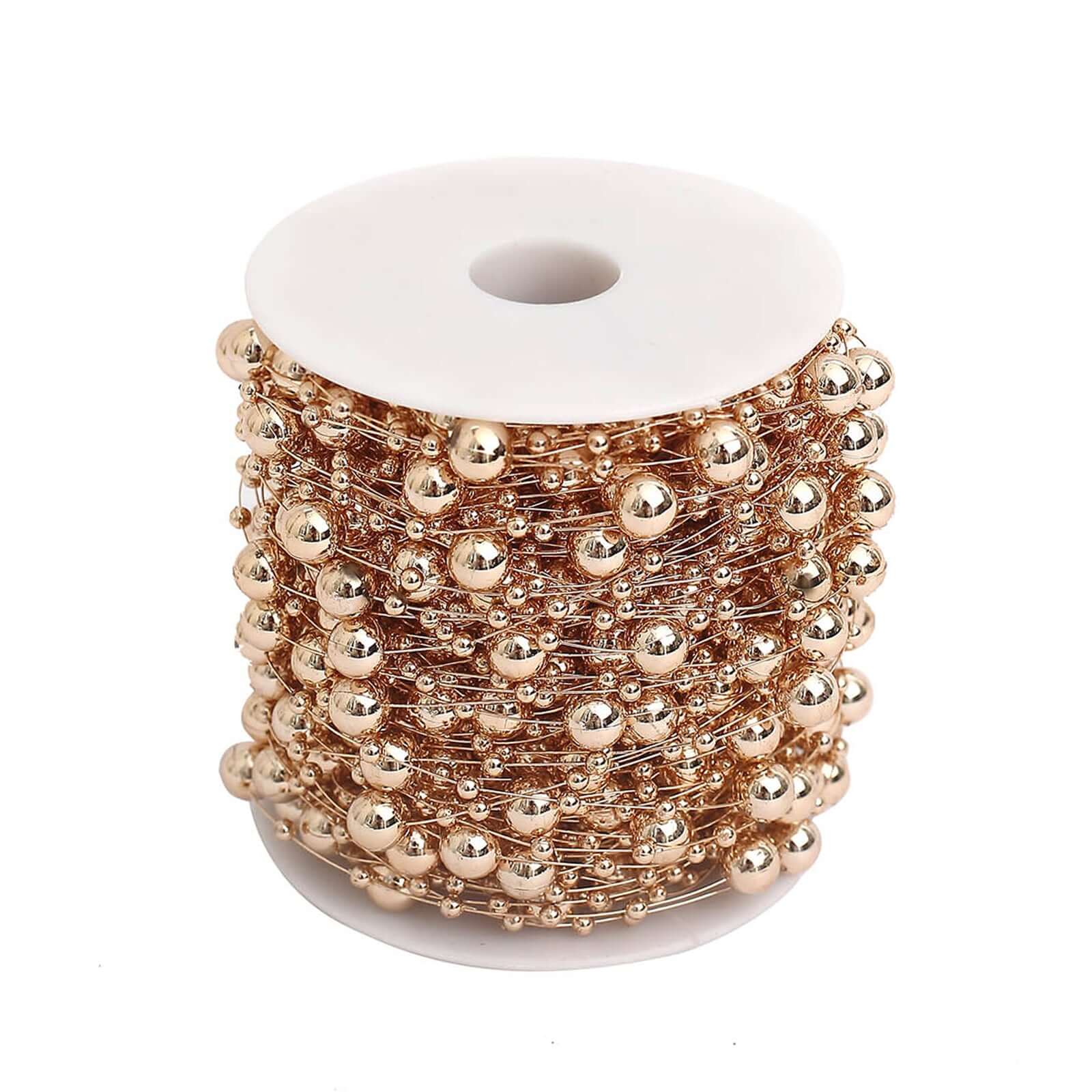Faux Pearl String Beads Vase Filler, Rose Gold DIY Craft Fishing Line Pearl Chains 100ft - Image 7
