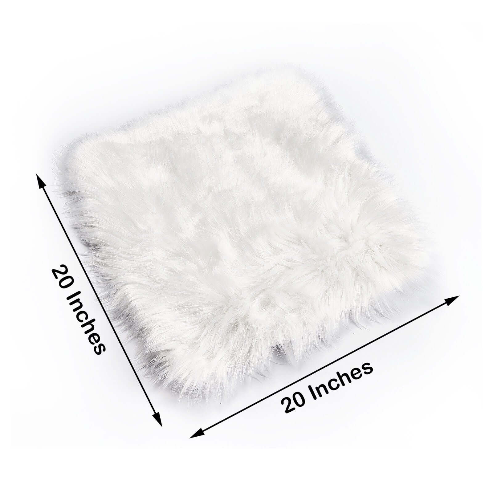 Faux Sheepskin Fur Square Seat Cushion Cover White with Plush Soft Texture - Small Shag Area Rug 20" for Refined Decor - Image 3