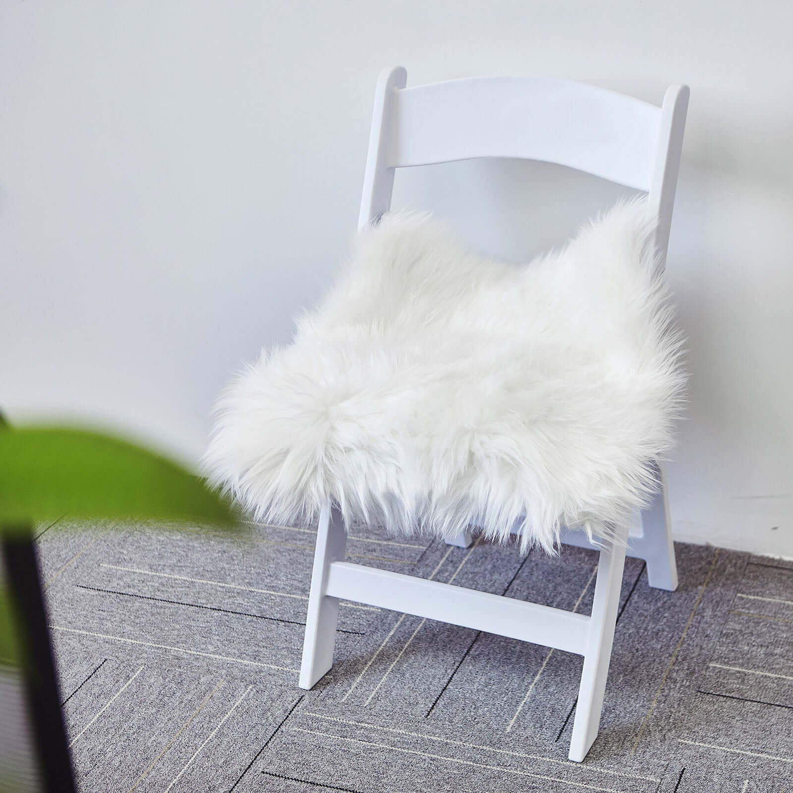 Faux Sheepskin Fur Square Seat Cushion Cover White with Plush Soft Texture - Small Shag Area Rug 20" for Refined Decor - Image 6