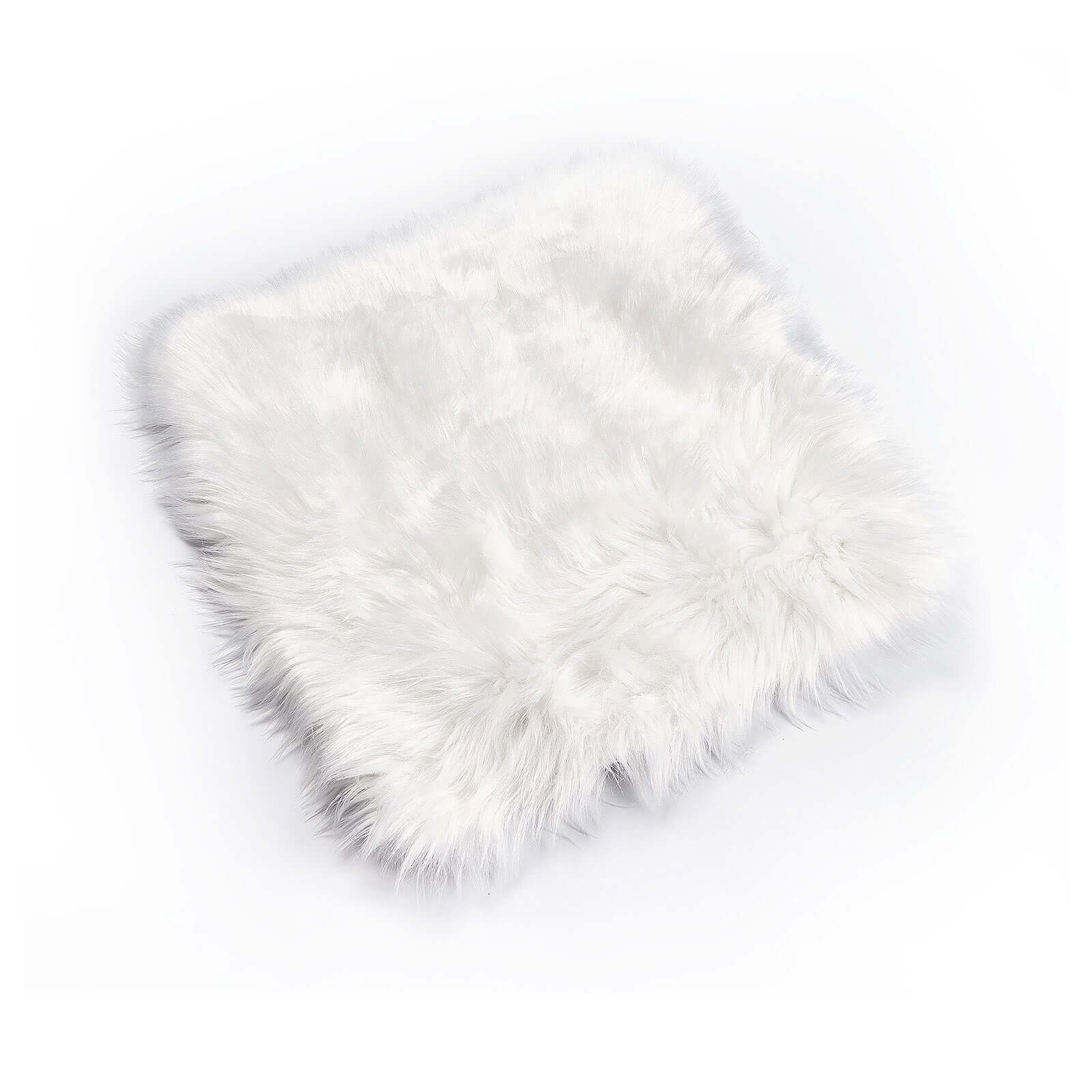 Faux Sheepskin Fur Square Seat Cushion Cover White with Plush Soft Texture - Small Shag Area Rug 20" for Refined Decor - Image 7