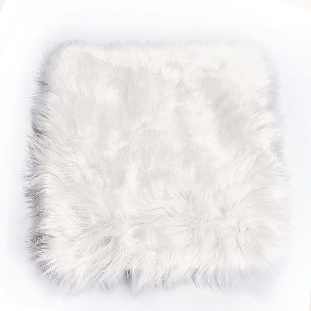 Faux Sheepskin Fur Square Seat Cushion Cover White with Plush Soft Texture - Small Shag Area Rug 20" for Refined Decor - Image 8