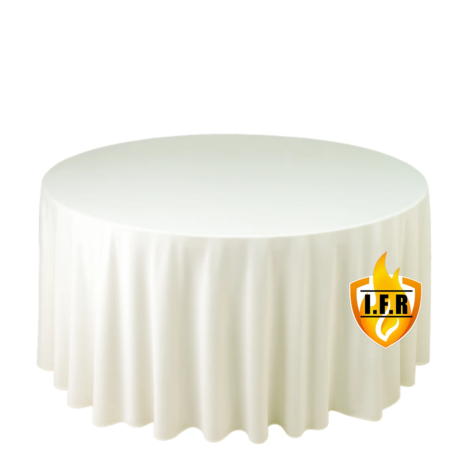 Fire Retardant 120" Round Scuba Polyester Tablecloth – Ivory, Wrinkle Free, Stain Resistant, Seamless Table Cover - Image 3