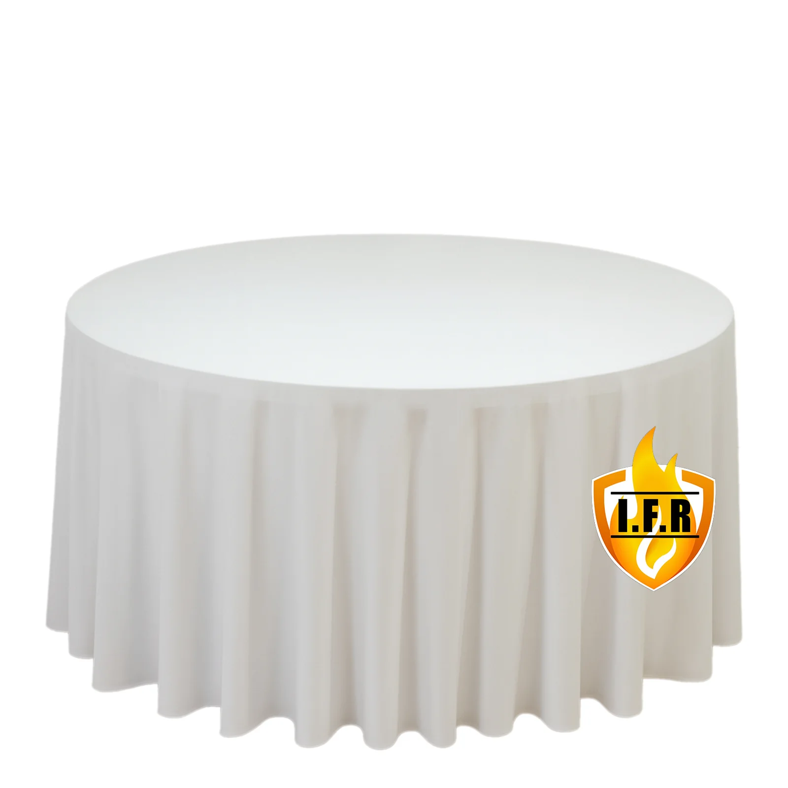 Fire Retardant 120" Round Scuba Polyester Tablecloth – White, Wrinkle Free, Stain Resistant, Seamless Table Cover - Image 6
