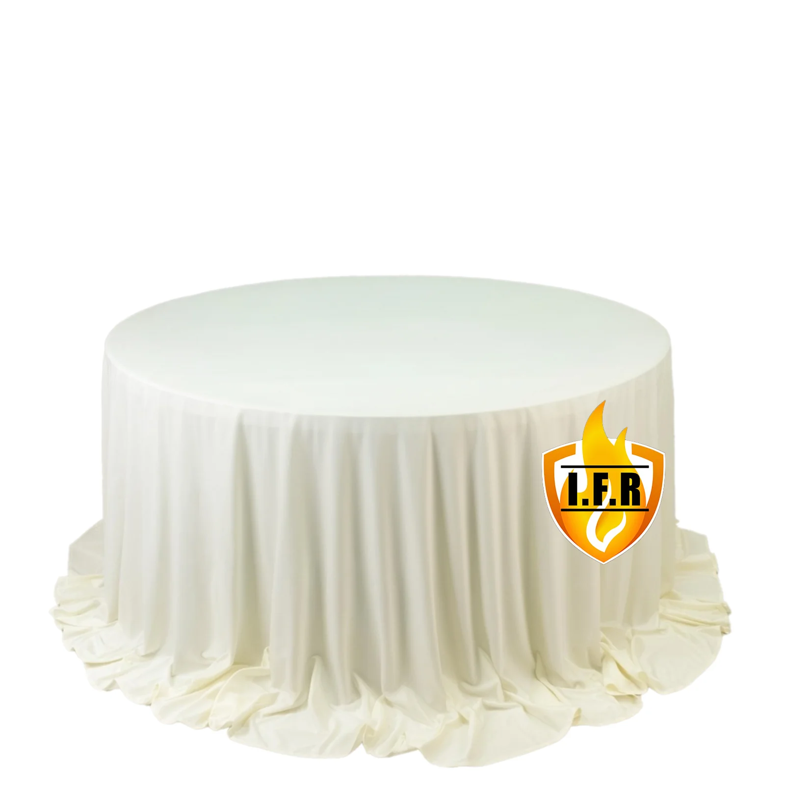 Fire Retardant 132" Round Scuba Polyester Tablecloth – Ivory, Wrinkle Free, Stain Resistant, Seamless Table Cover - Image 3