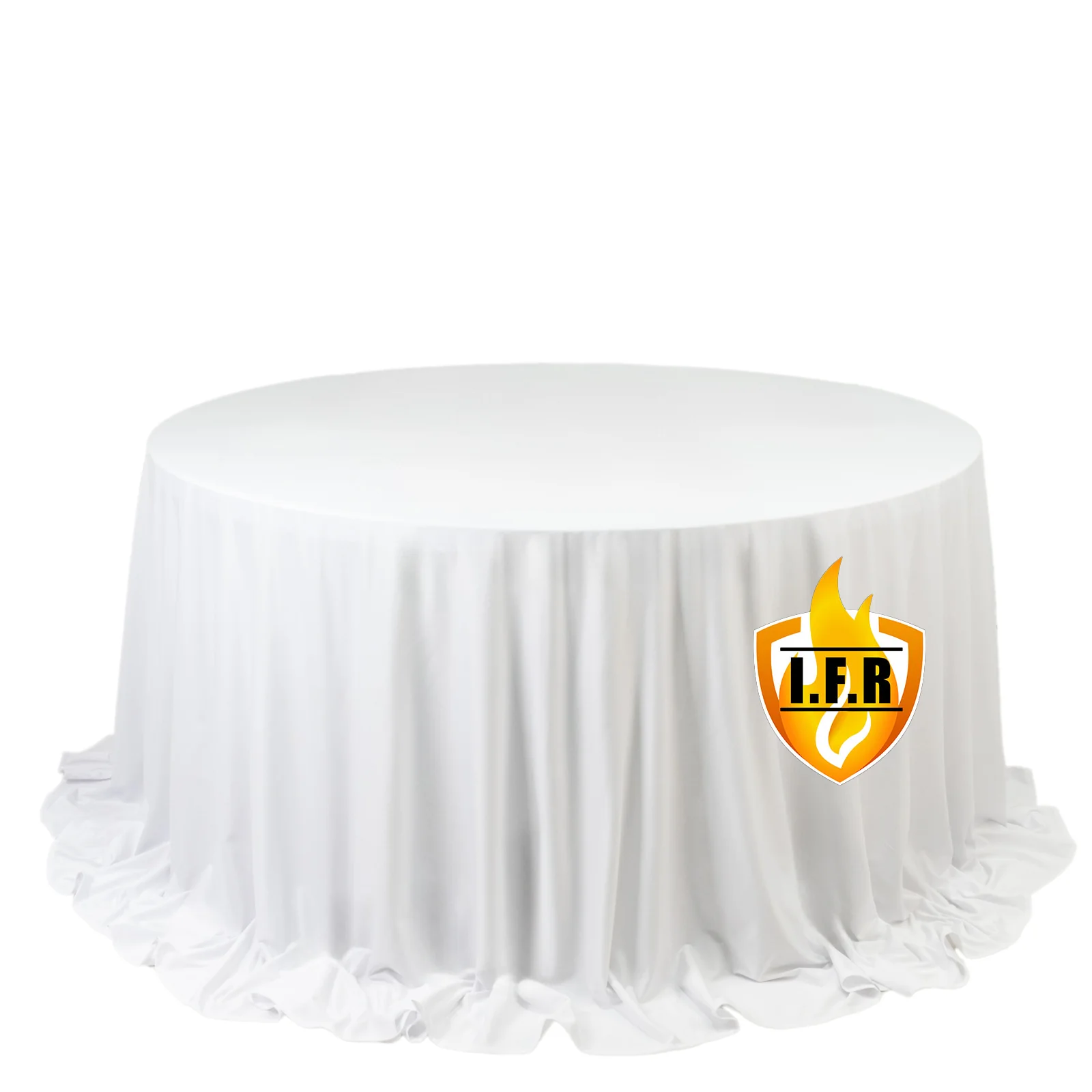 Fire Retardant 132" Round Scuba Polyester Tablecloth – White, Wrinkle Free, Stain Resistant, Seamless Table Cover - Image 3