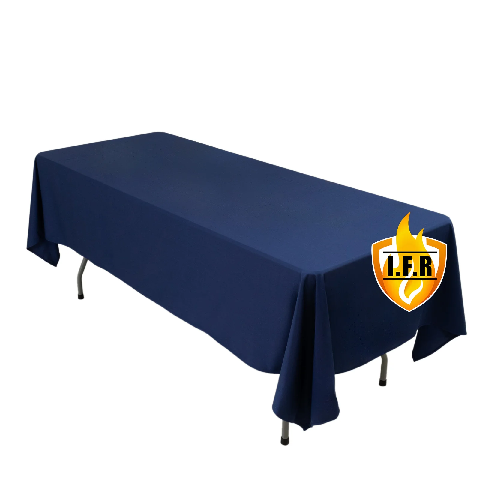 Fire Retardant 60"x102" Rectangle Scuba Polyester Tablecloth – Navy Blue, Wrinkle Free, Stain Resistant Table Cover - Image 3