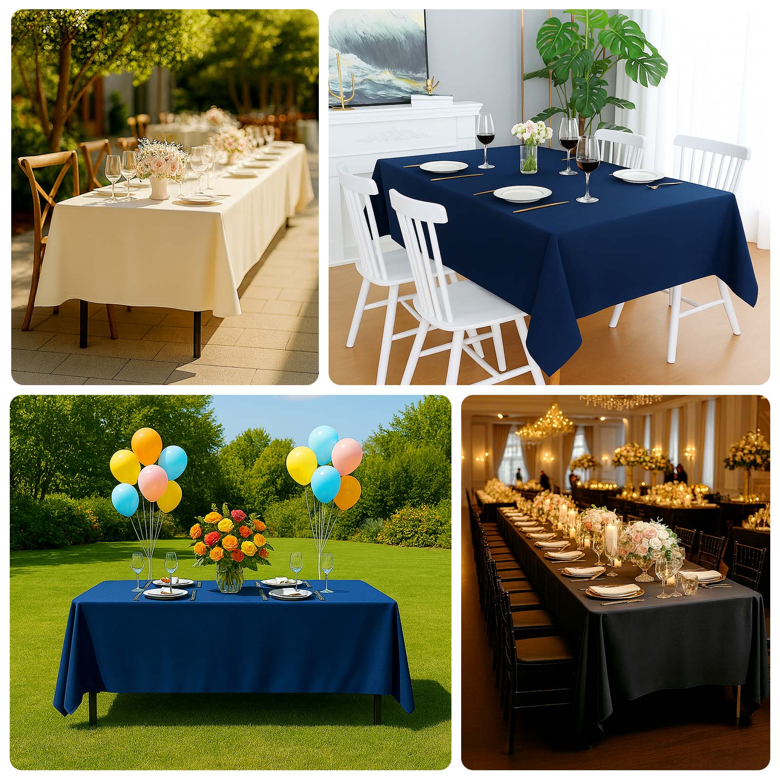 Fire Retardant 60"x126" Rectangle Scuba Polyester Tablecloth – Navy Blue, Wrinkle Free, Stain Resistant Table Cover - Image 5