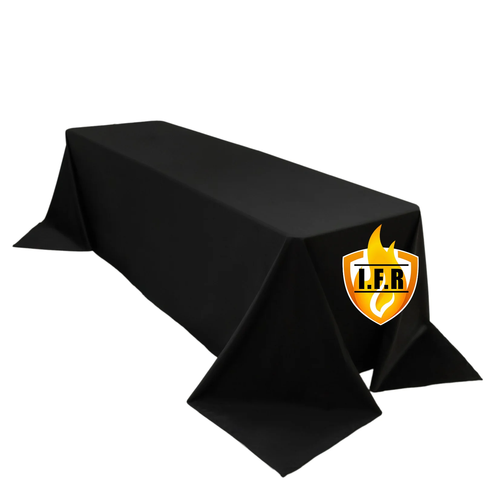 Fire Retardant 90"x156" Rectangle Scuba Polyester Tablecloth – Black, Wrinkle Free, Stain Resistant, Seamless Table Cover - Image 6