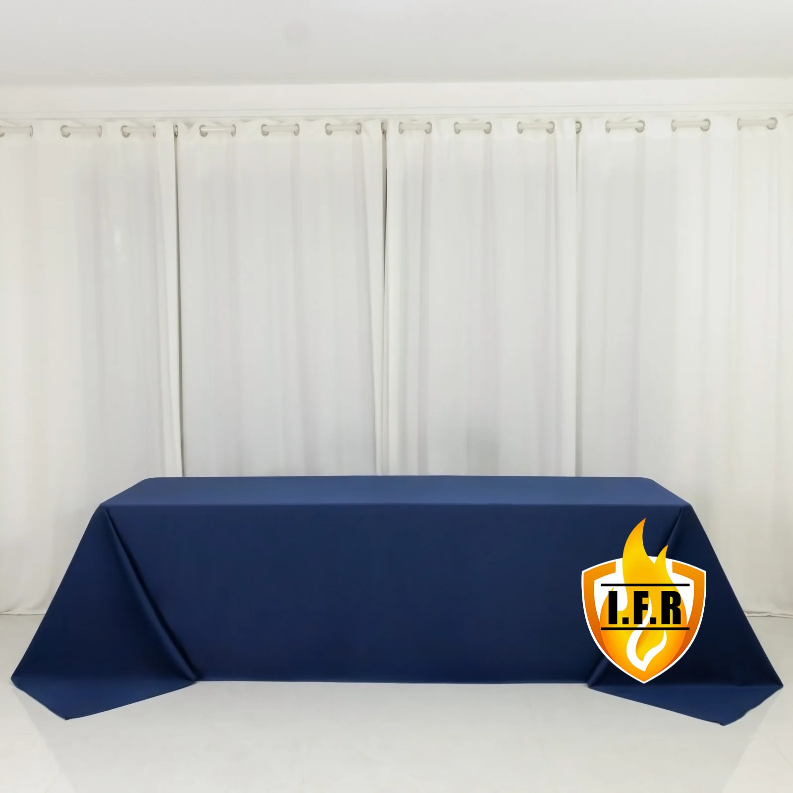 Fire Retardant 90"x156" Rectangle Scuba Polyester Tablecloth – Navy Blue, Wrinkle Free, Stain Resistant, Seamless Table Cover