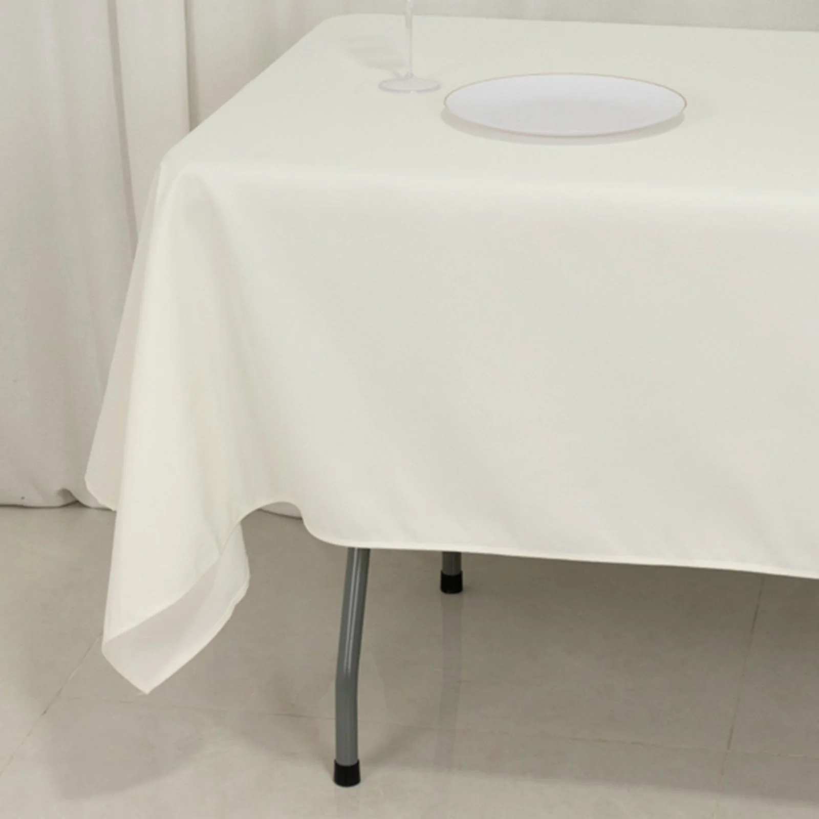 Fire Retardant Premium Polyester Rectangular Tablecloth 60"x102" Ivory - Safe & Durable Table Cover - Image 7