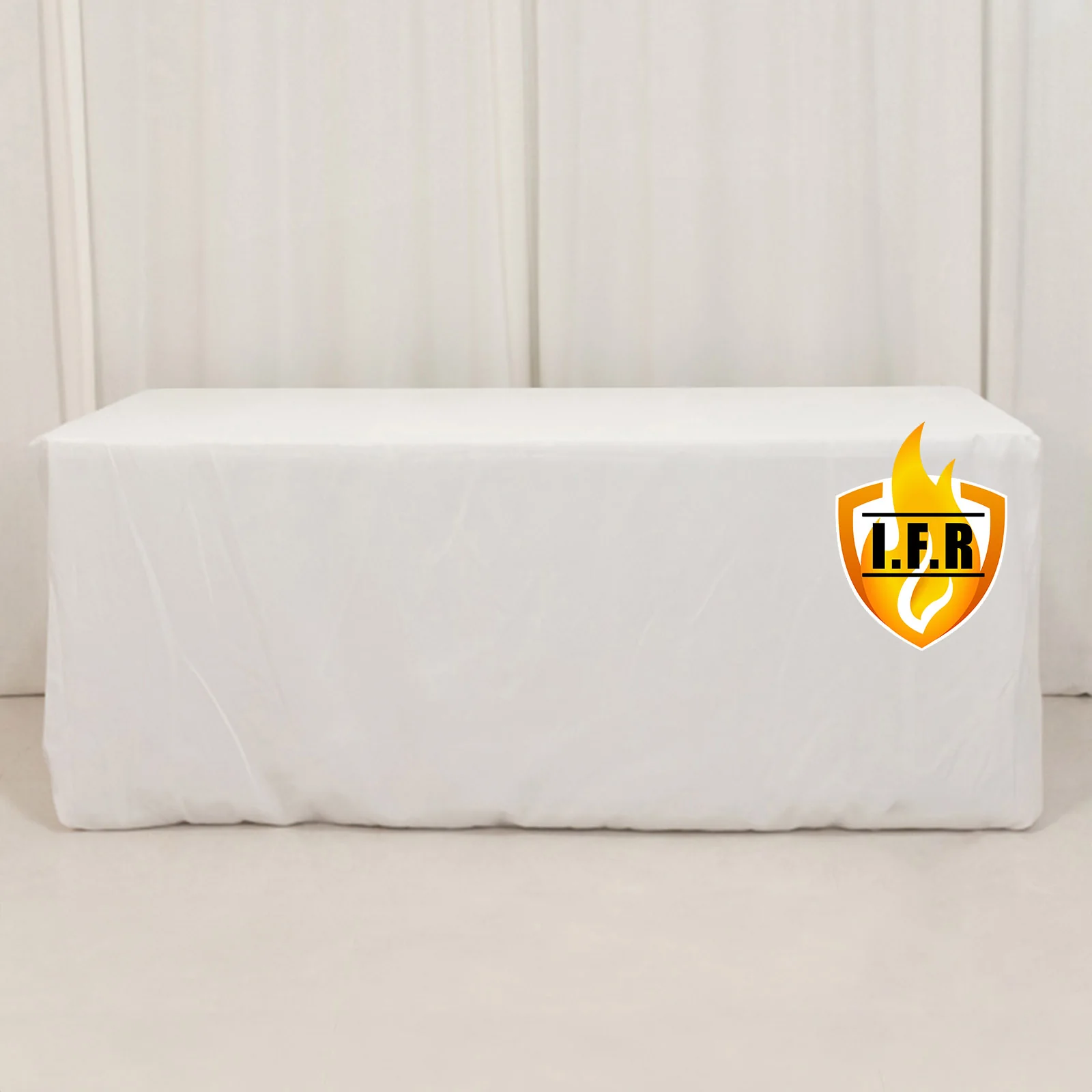Fire Retardant Premium Polyester Rectangular Tablecloth 6ft White - Wrinkle-Resistant Safety Certified Fitted Table Cover for Trade Shows & Events