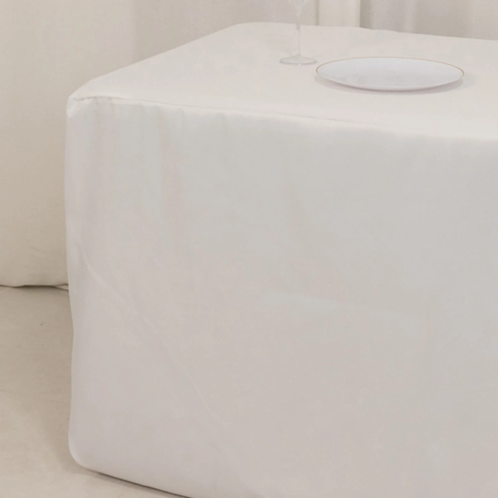 Fire Retardant Premium Polyester Rectangular Tablecloth 8ft White - Wrinkle-Resistant Safety Certified Fitted Table Cover for Trade Shows & Events - Image 6