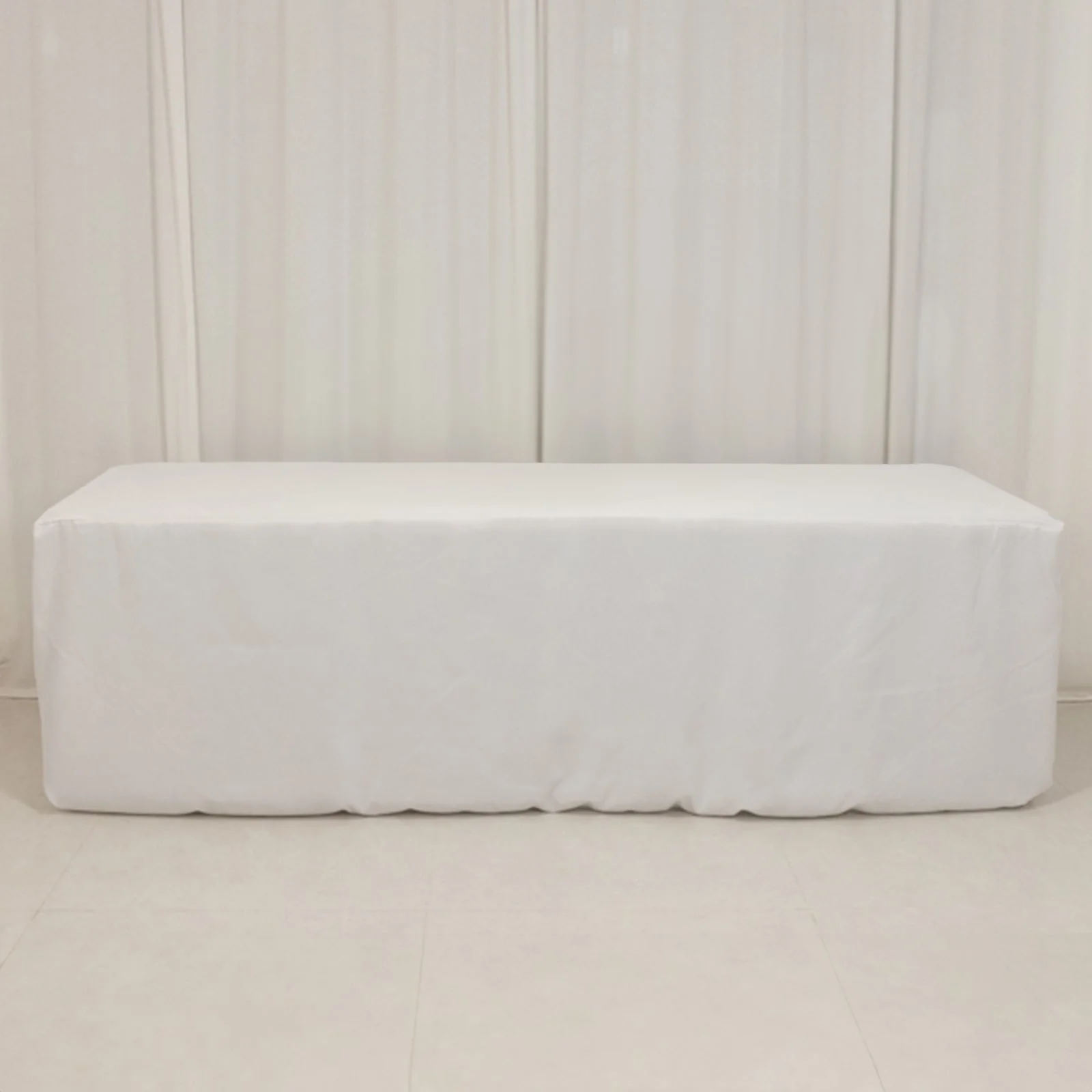 Fire Retardant Premium Polyester Rectangular Tablecloth 8ft White - Wrinkle-Resistant Safety Certified Fitted Table Cover for Trade Shows & Events - Image 8
