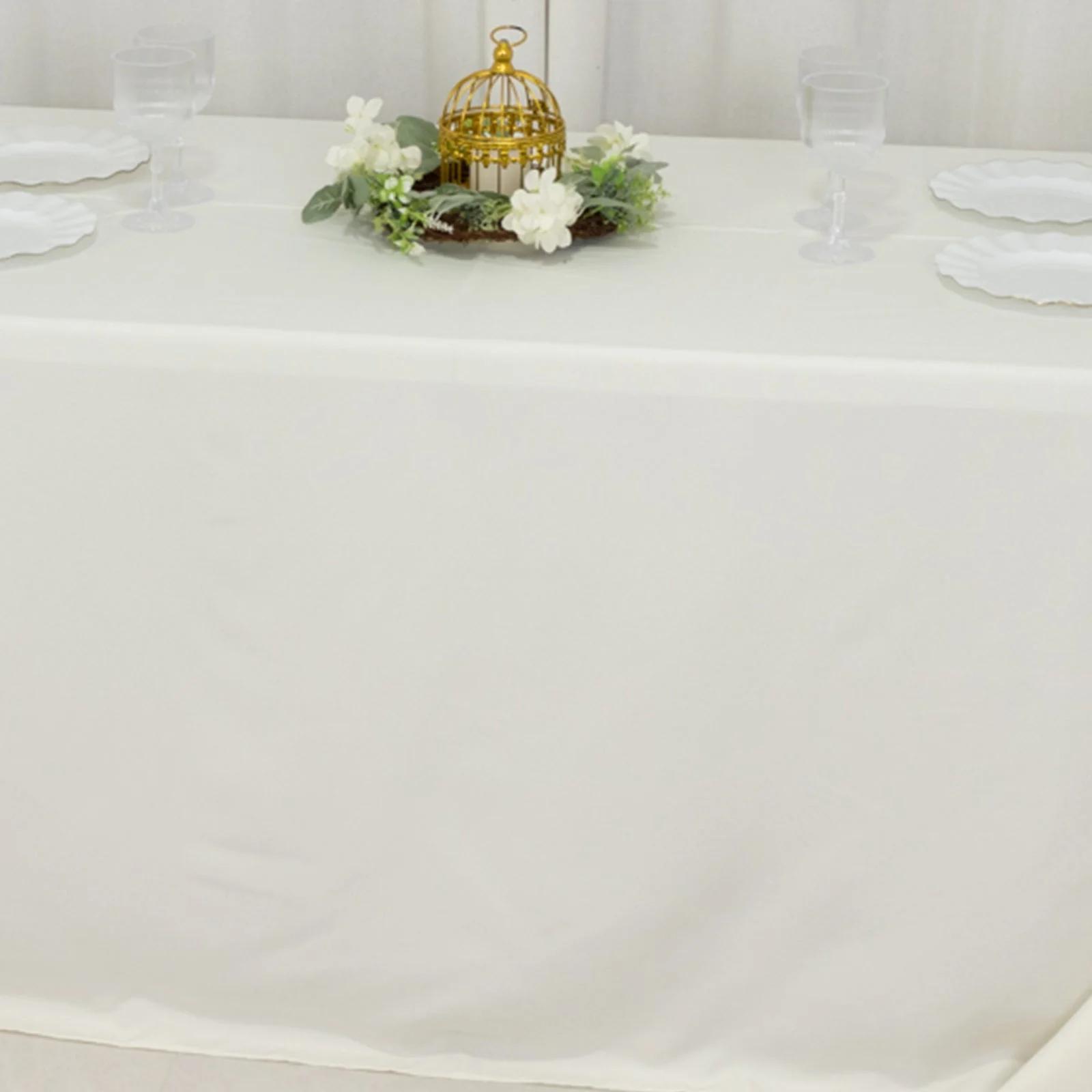 Fire Retardant Premium Polyester Rectangular Tablecloth 90"x132" Ivory - Durable & Seamless Table Cover - Image 9